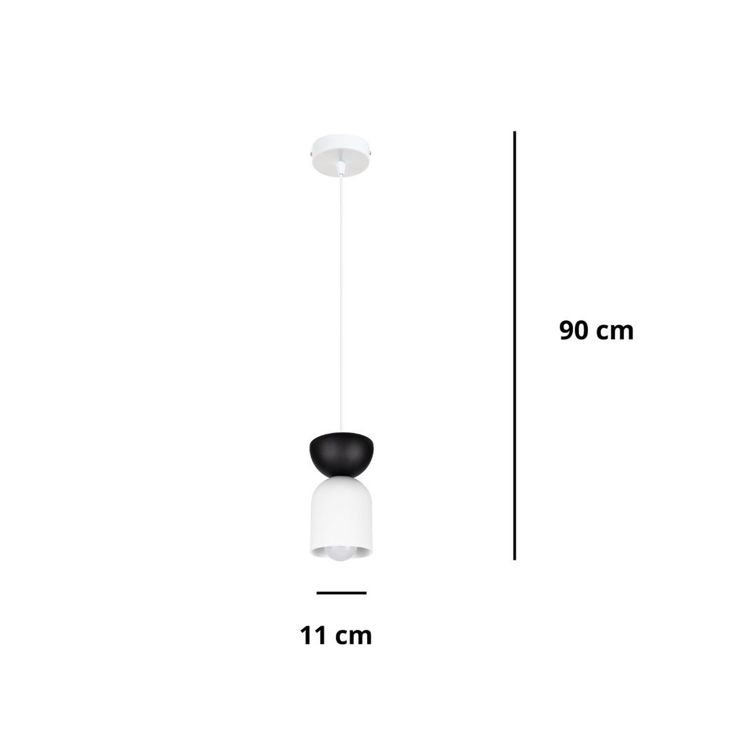 Lampe à suspendre minimaliste Blanc Noir E27 Ø11 cm rond