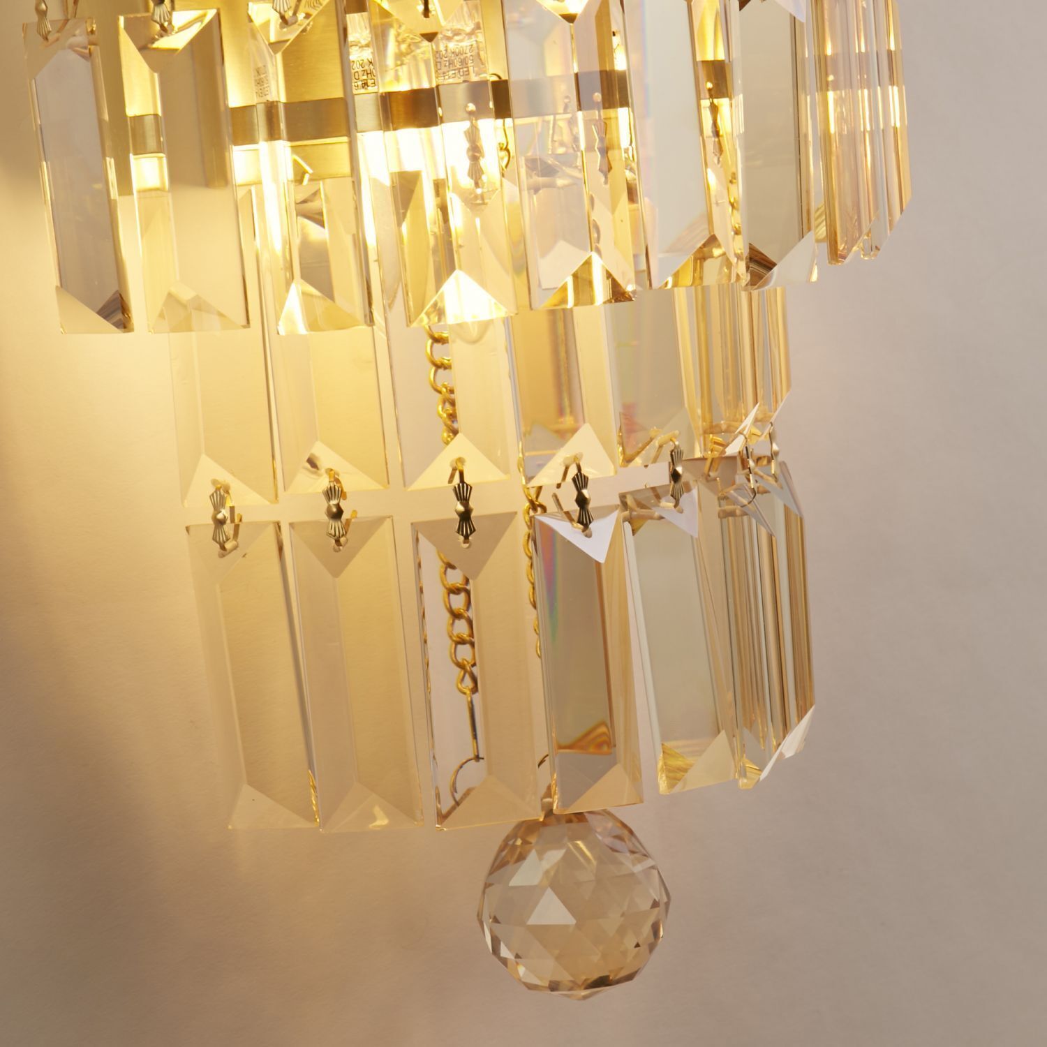 Applique verre métal E14 IP44 en laiton champagne