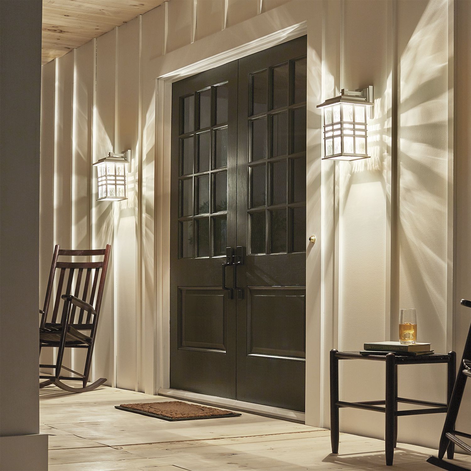 Außenleuchte Wand IP44 E27 Weiß Rustikal Terrasse Haus Drinnen, Innenarchitektur, Tür, Gebäude, Foyer