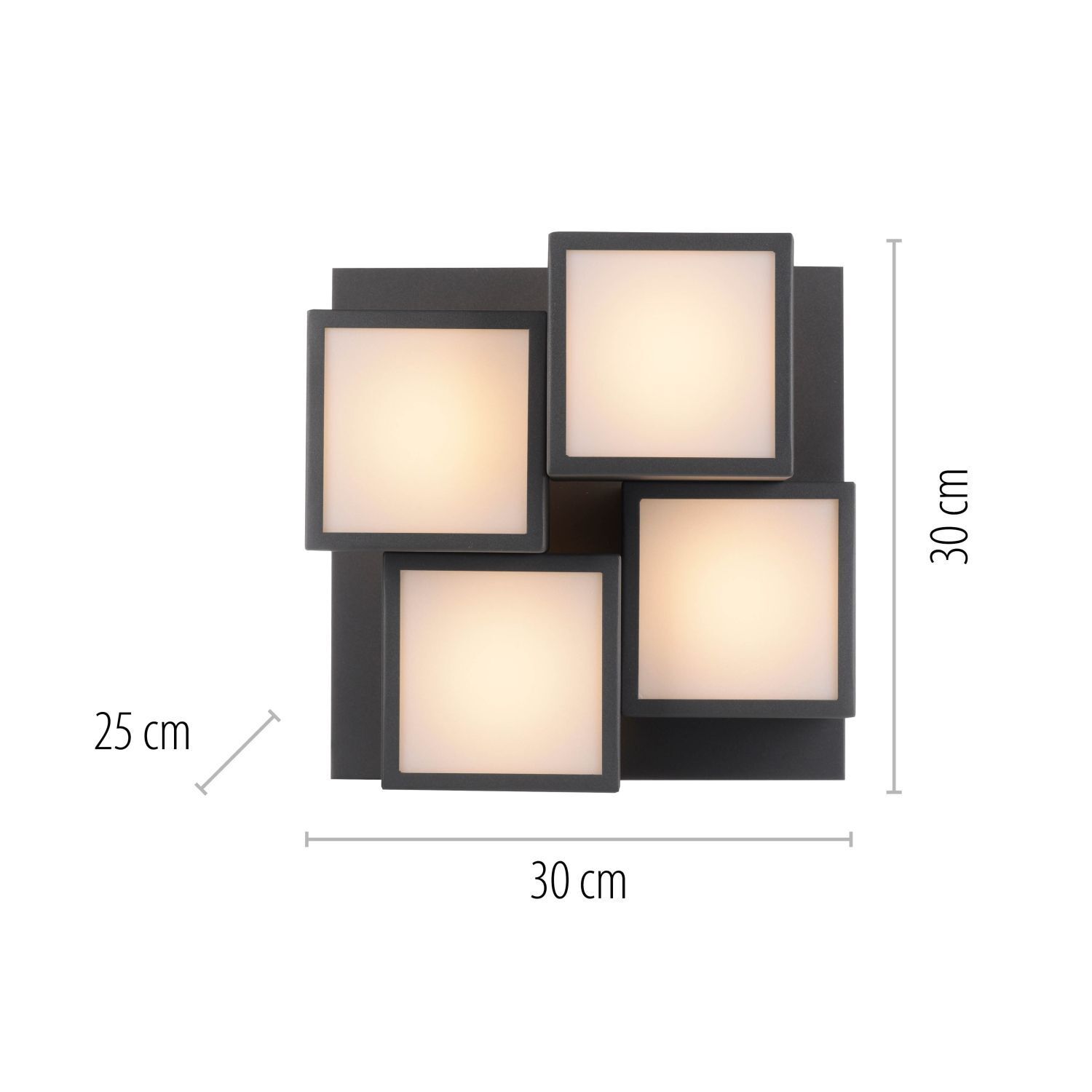 Plafonnier LED Métal Cube L:30 cm 2400 lm Noir