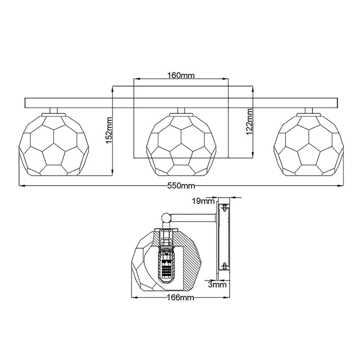 Applique salle de bain cristal LED G9 IP44 L : 55 cm Chrome