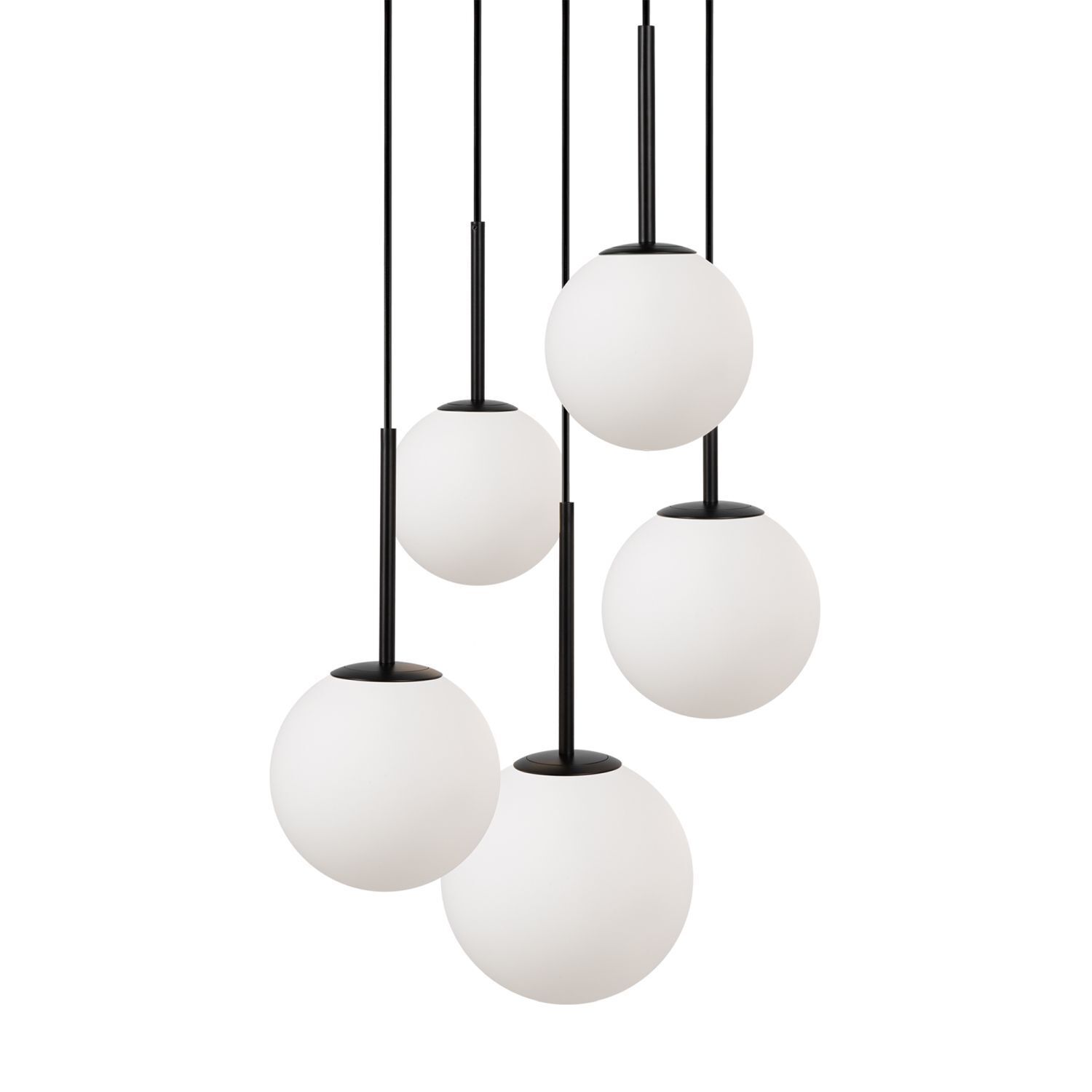 Suspension métal verre L : 45 cm H : max. 222,5 cm E14