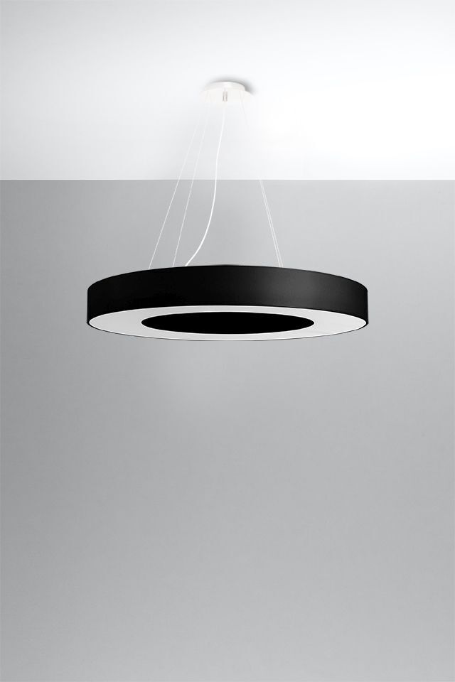 Suspension Noir Tissu Ø 70 cm rond 6x E27 Moderne