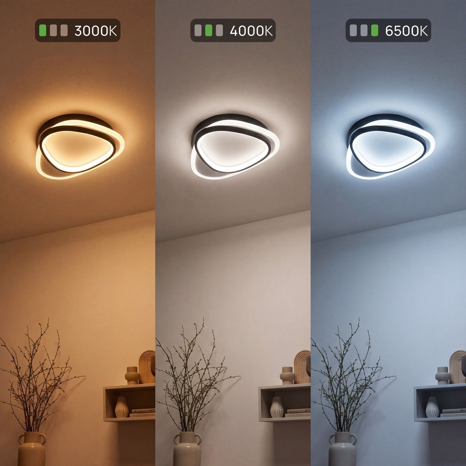 Applique LED Blanc Noir 40 W 4680 lm H:45 cm deckenleuchte, Ringlampe, LED-Lampe, Wandleuchte?, Farbtemperatur 3000K 4000K 6500K