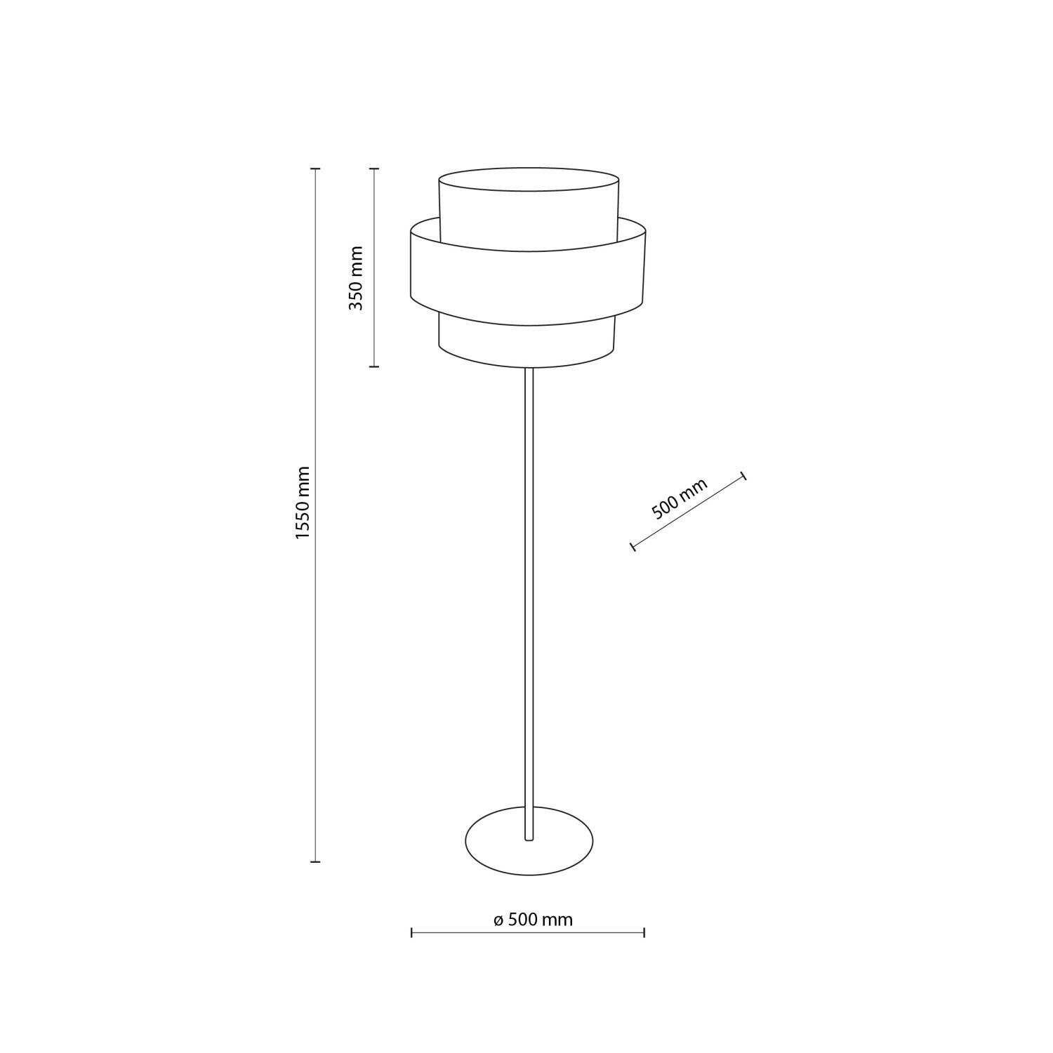 Lampadaire Noir 155 cm E27 Tissu Métal Ø 50 cm