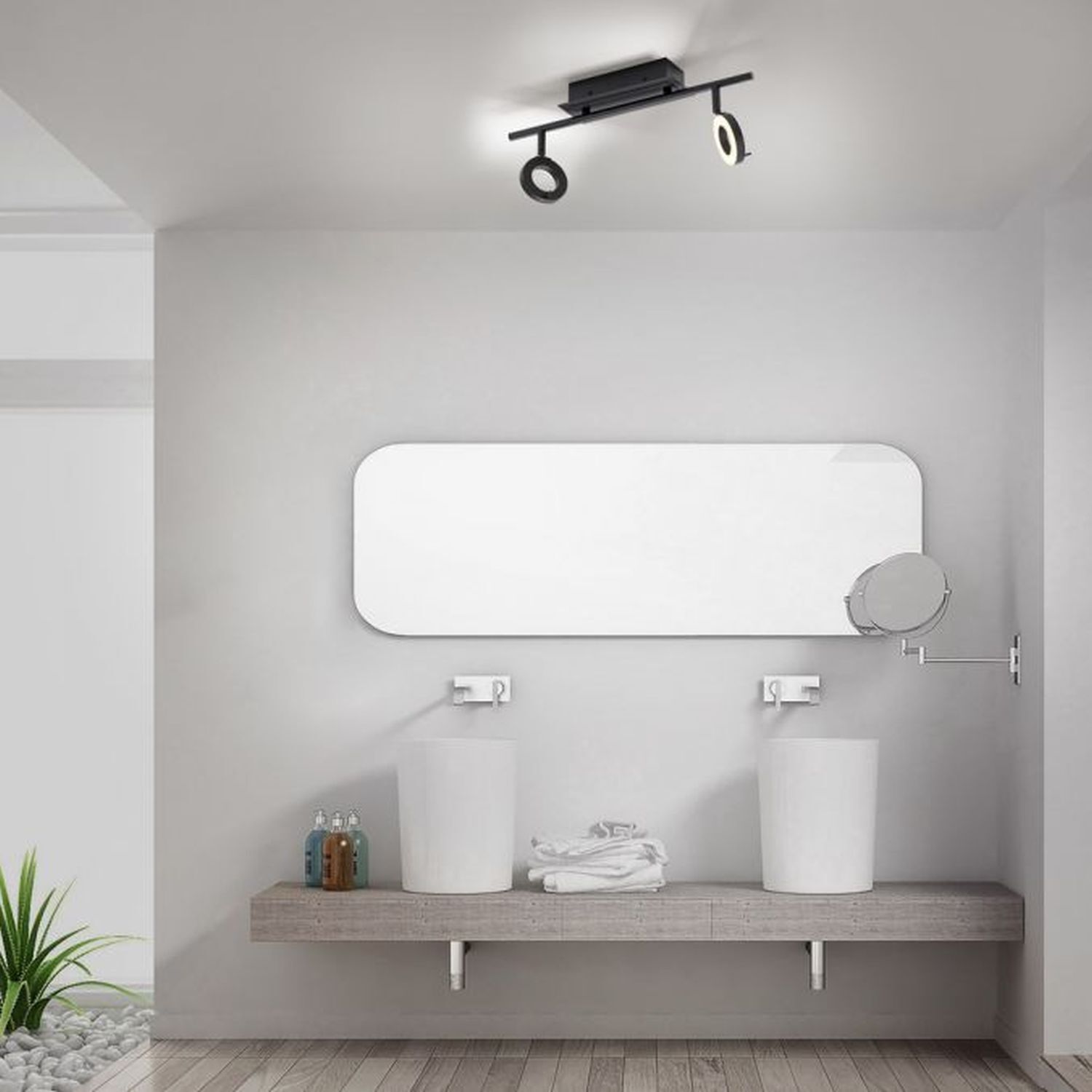 Spot de plafond LED flexible anthracite IP44 50 cm à faible éblouissement Drinnen, Innenarchitektur