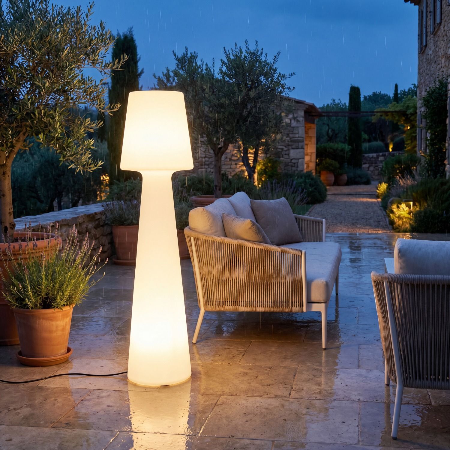 Outdoor, Lounge, Lampe, Rattan-Marbe, Terrasse