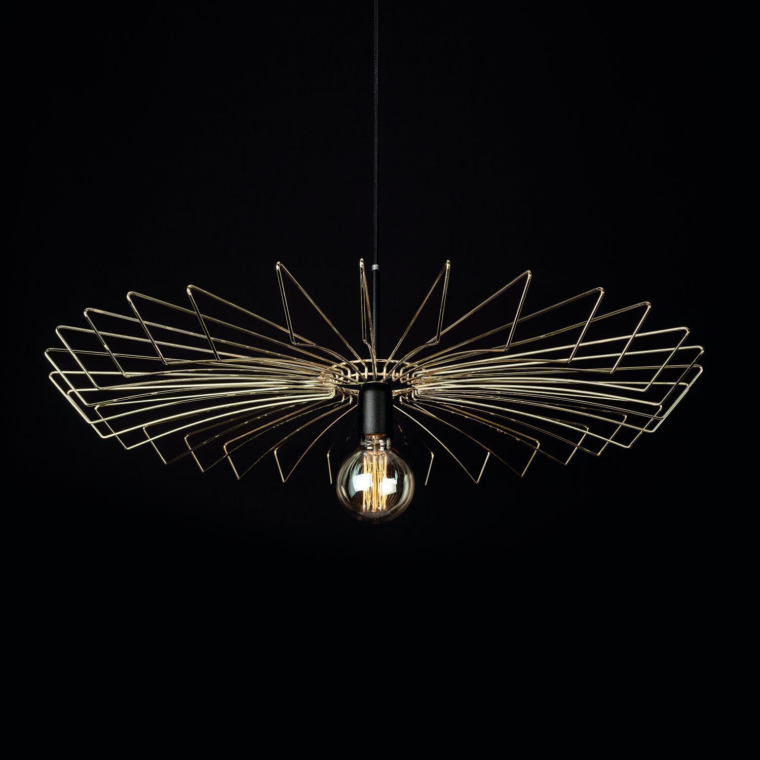 Hängelampe ELLA Gold Echt-Messing Wohnzimmer Lampe Leuchter, Lampe, Licht