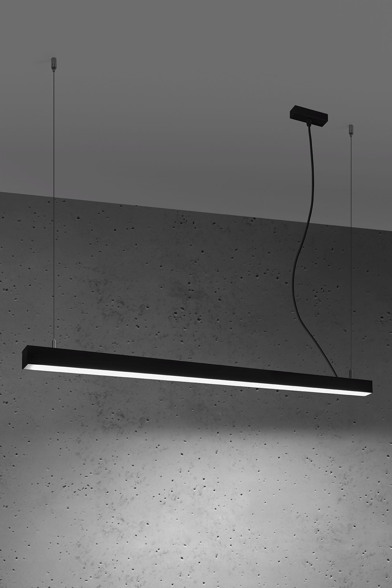 Lampe LED à suspendre noire longue 118 cm métal 4000 K