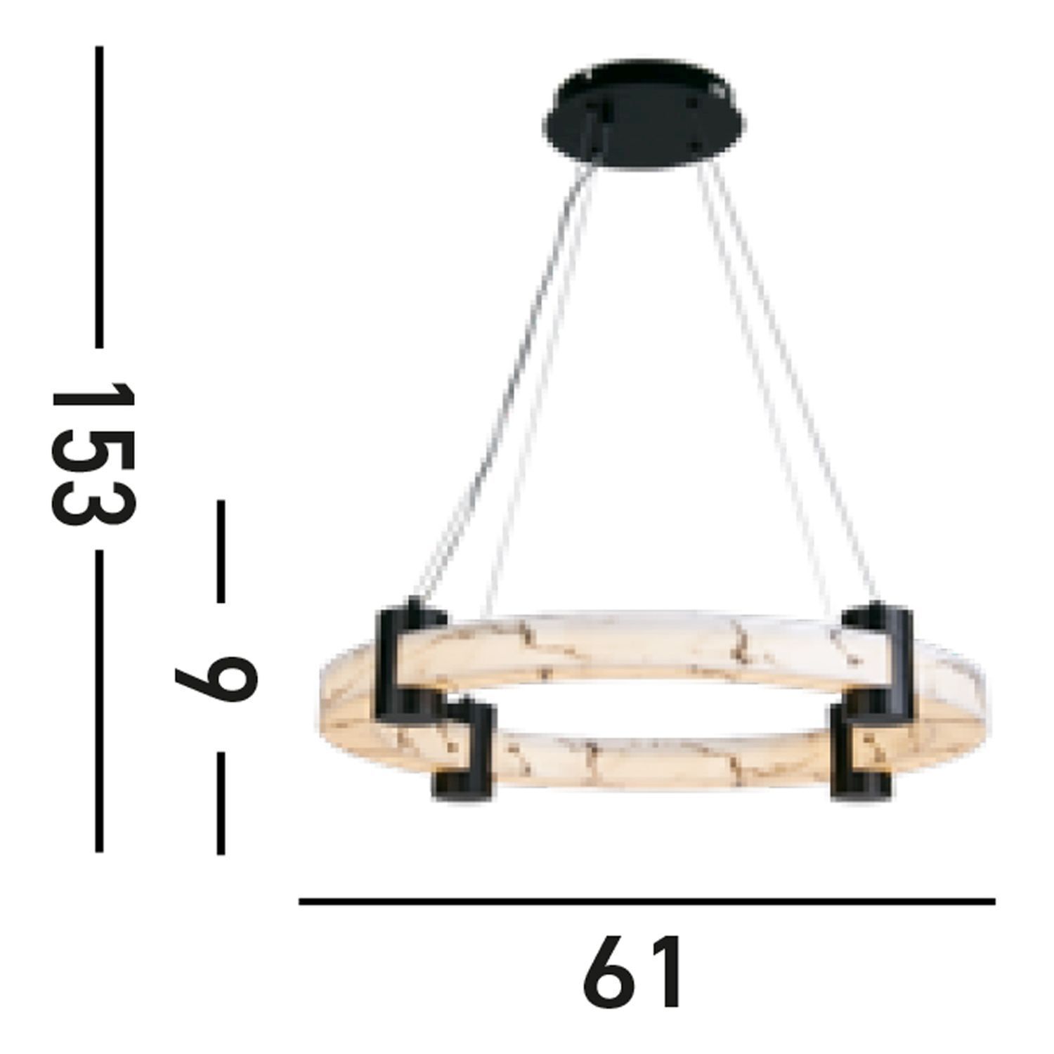 Suspension LED ronde métal résine anneau L:60,5 cm 29 W