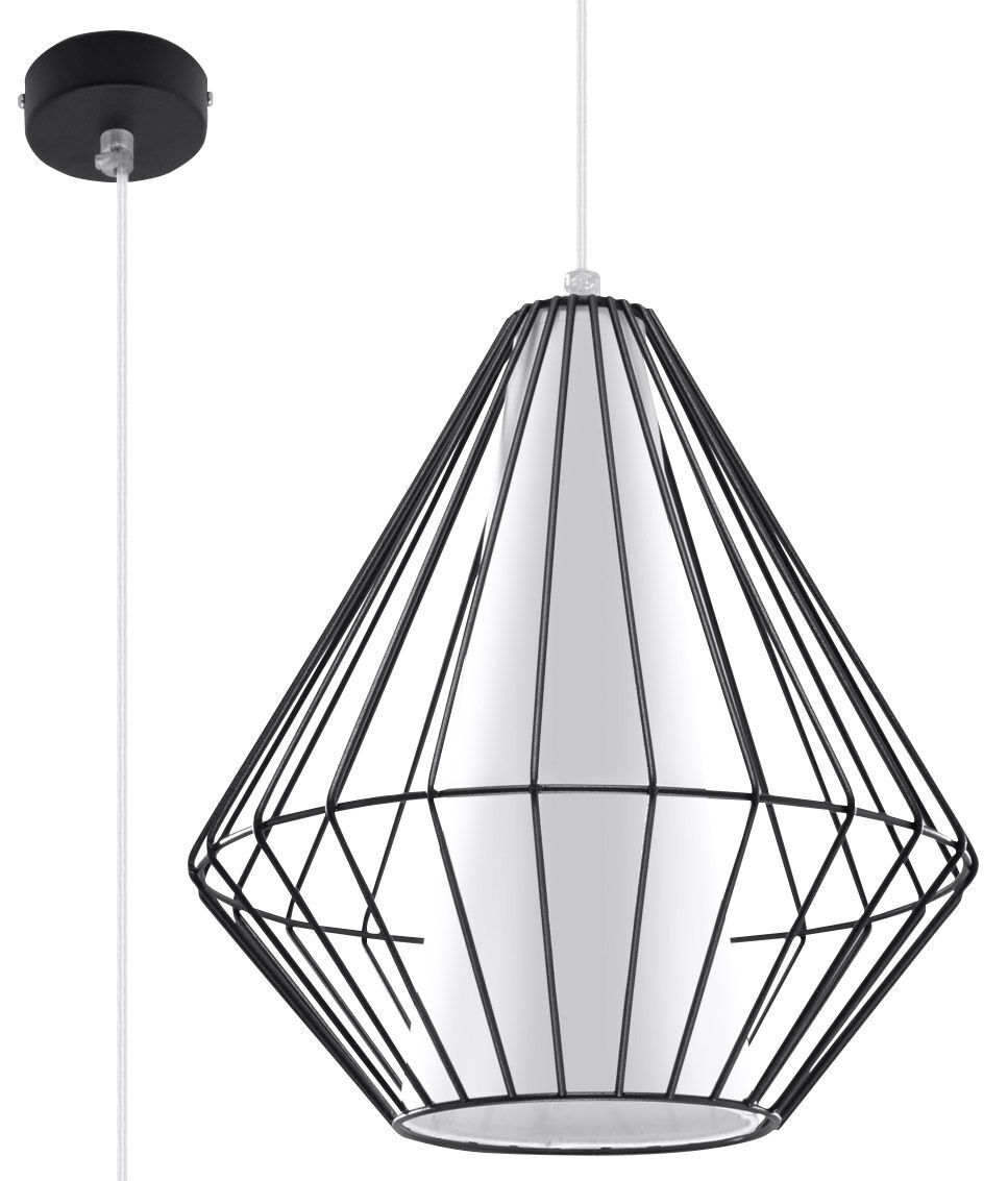Lampe à suspendre Noir Blanc Géométrique Ø 28 cm Moderne E27