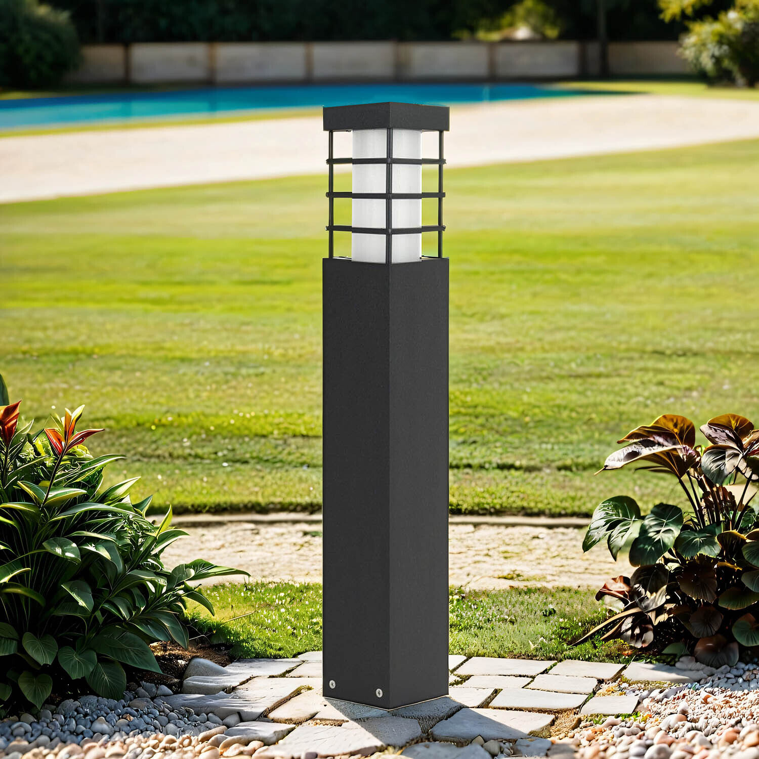 Luminaire d'allée noir jardin 50cm IP54 résistant aux intempéries