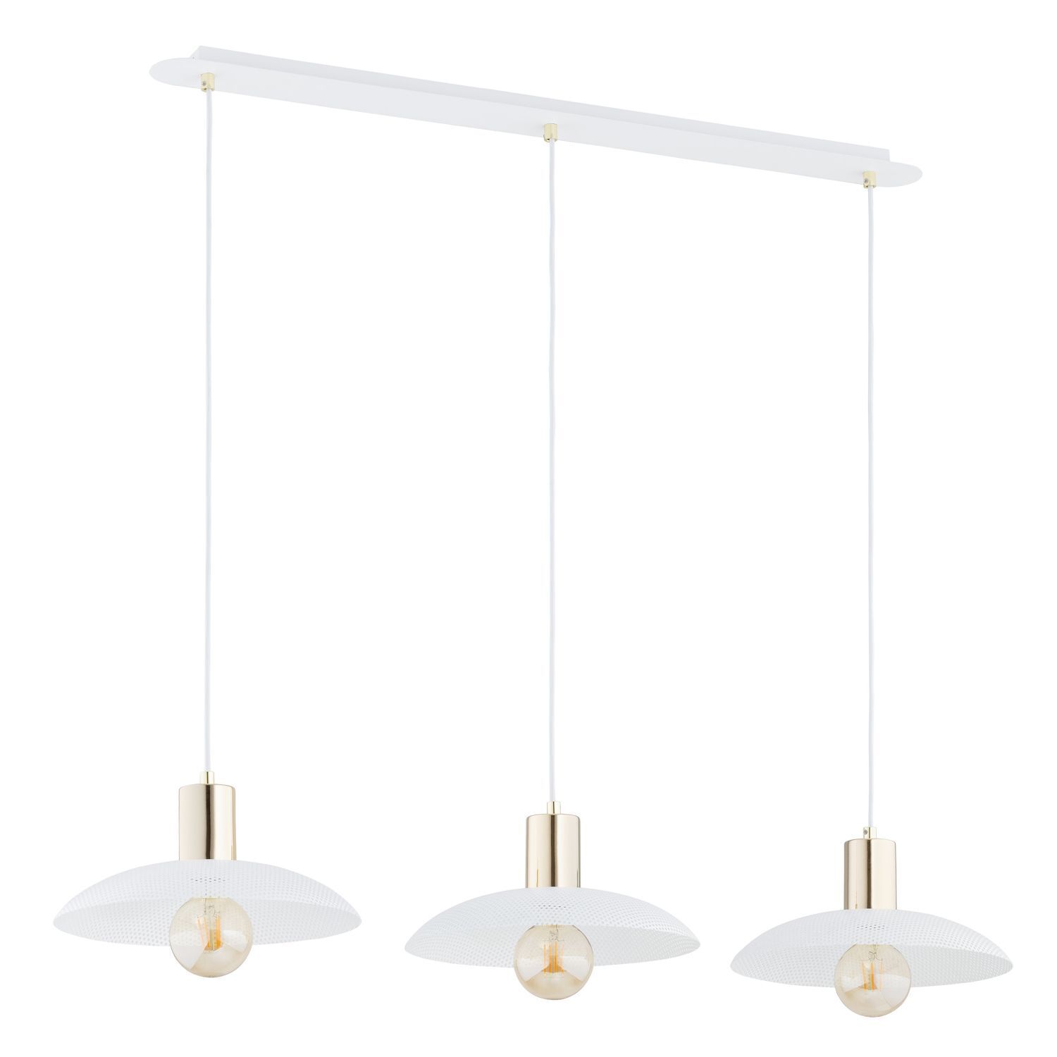 Suspension métal L : 90 cm E27 blanc or 3 flammes E27