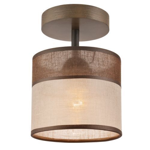 Plafonnier de salon BLAINE Bois Tissu Marron
