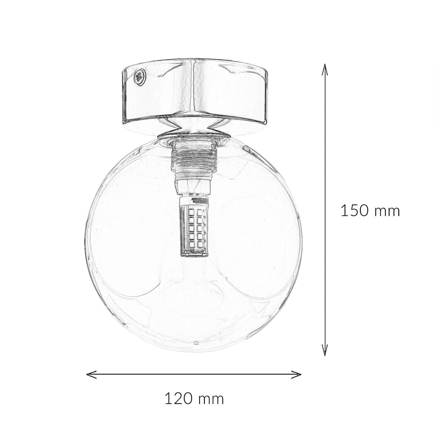 Plafonnier verre fumé Ø 12 cm rond en ambre or G9 Licht, Flasche