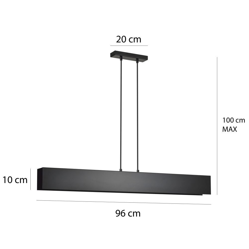 Lampe à suspendre noire réglable 4x E27 anguleuse métal