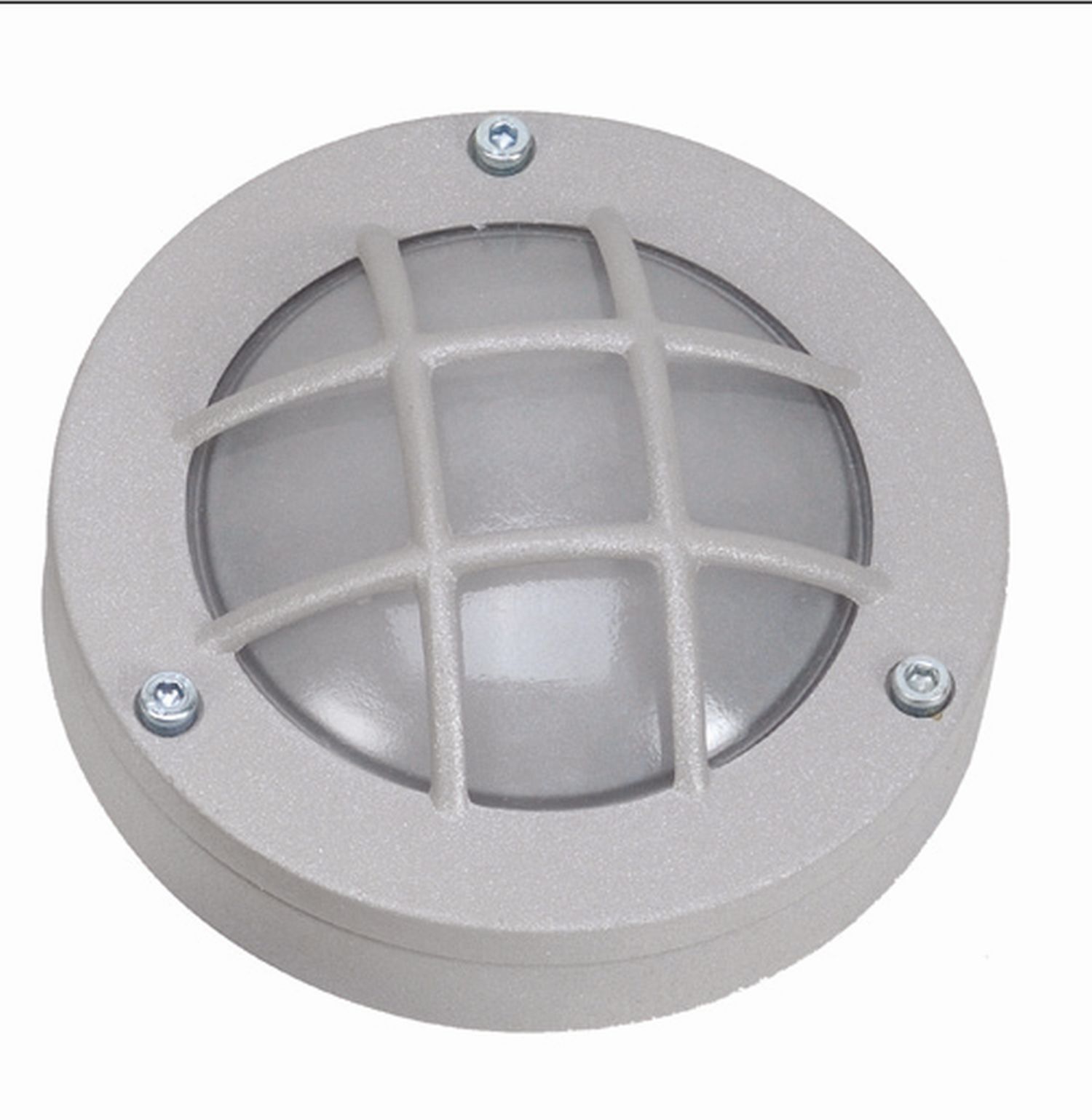 Lampe de cave ronde Ø 14 cm laiton verre gris G9 IP64