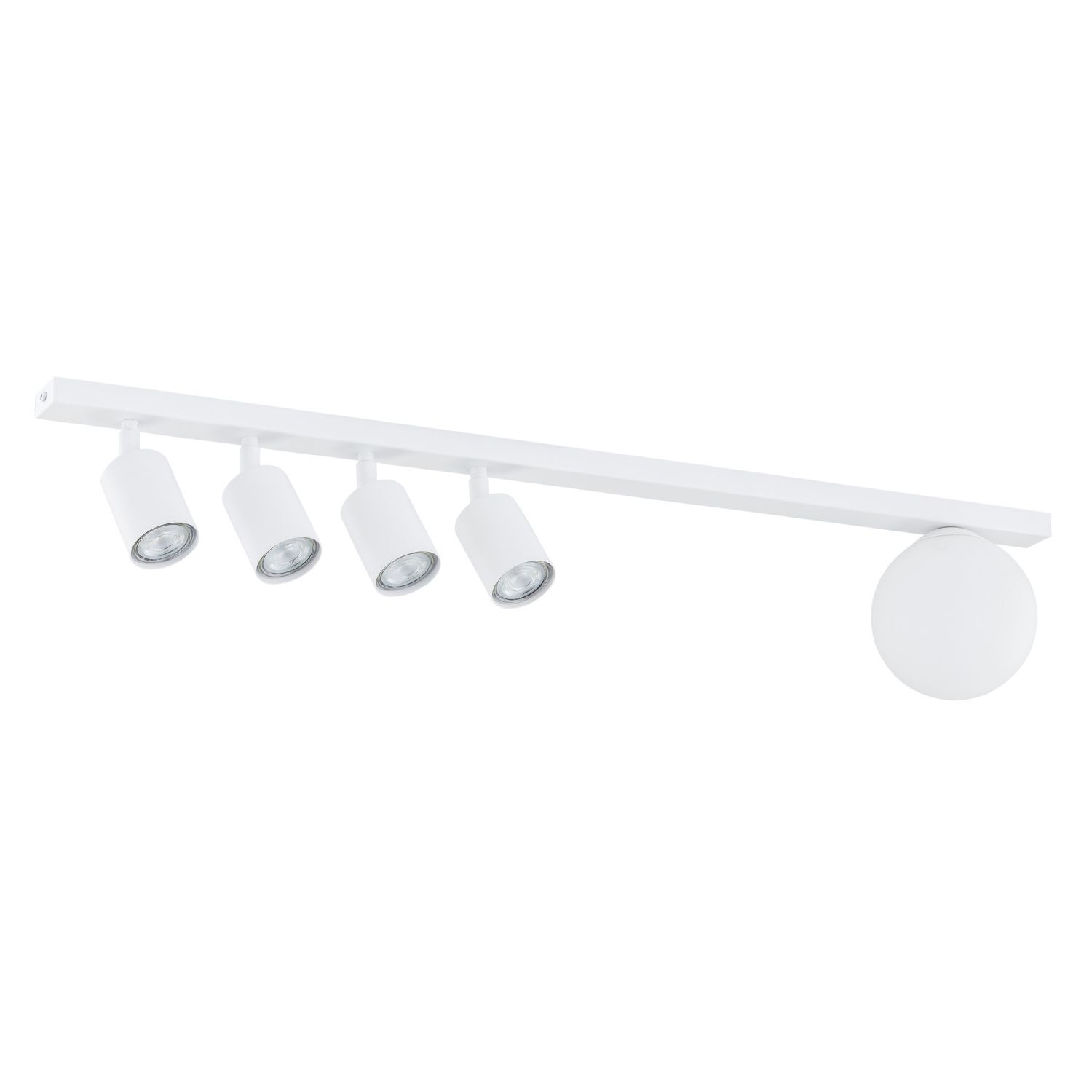 Spot de plafond blanc 90 cm de long 4x GU10 + E14 métal verre