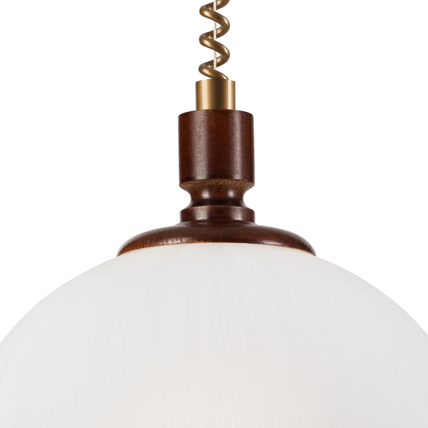 Lampe à suspendre ronde verre bois E27 Ø30 cm en noisette blanc