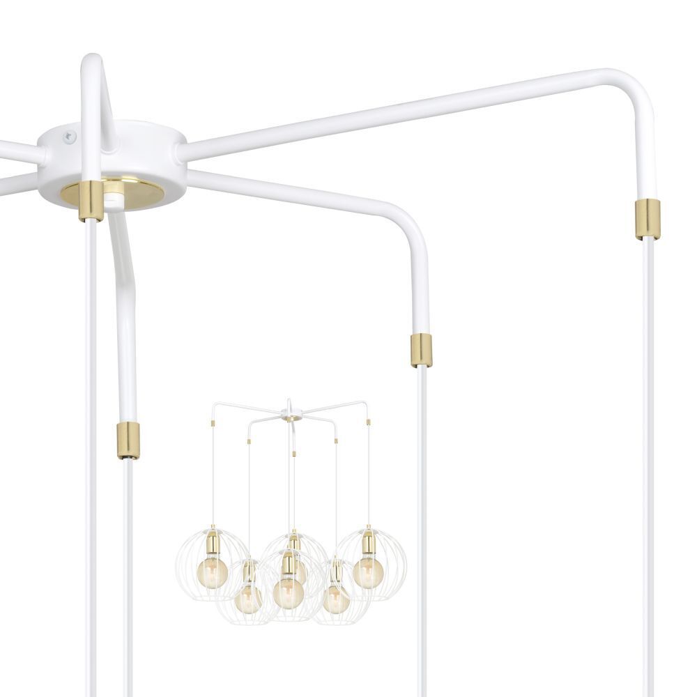 Lampe à suspendre Rétro Blanc Métal Boule Abat-jour E27