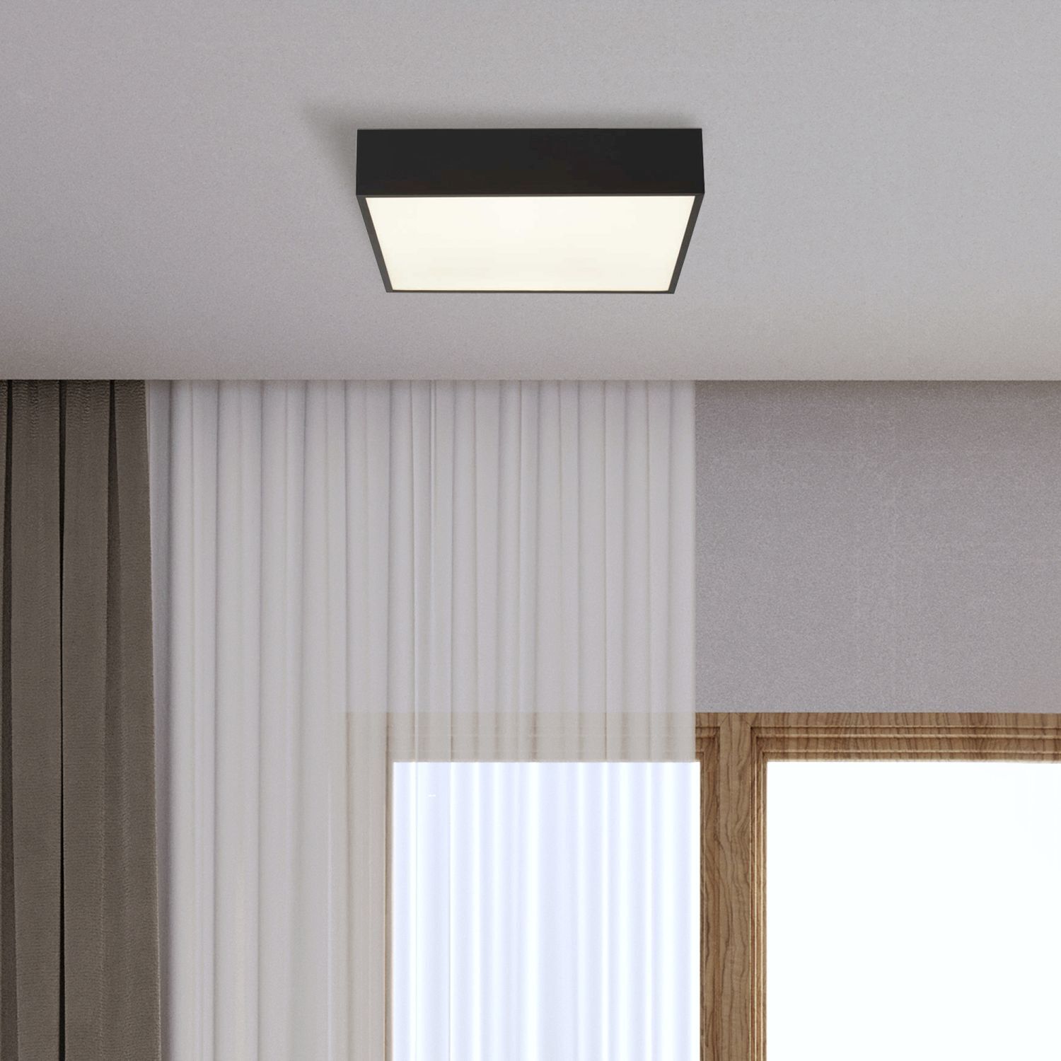 Plafonnier LED Aluminium IP44 L:30 cm Noir Blanc