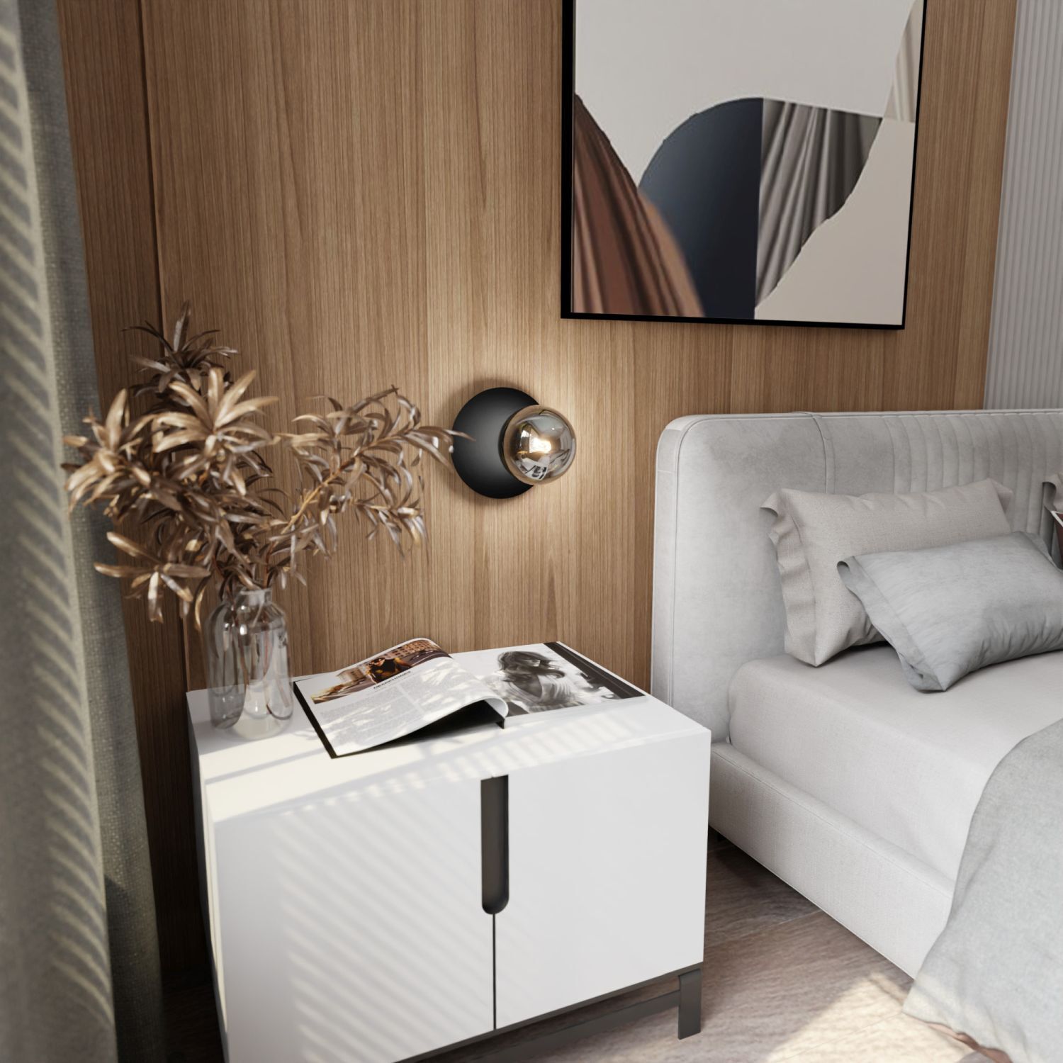 Applique verre fumé métal Ø 20 cm rond E14 sphère abat-jour Drinnen, Innenarchitektur, Kissen, Dekoration für Zuhause, Holzpaneele