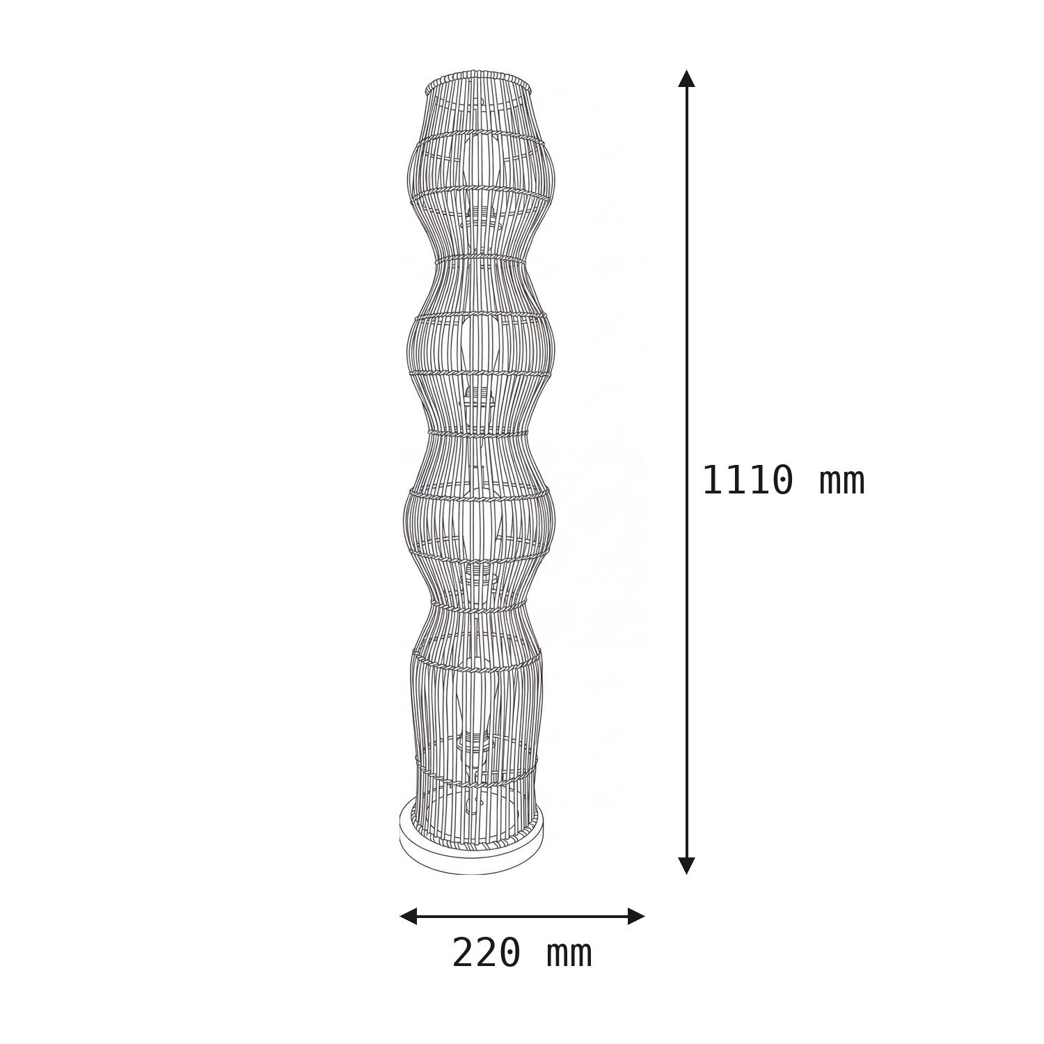 Kleine Stehlampe Bambus Braun 111 cm E27 Skandinavisch Rattan-Lampe, Stehlampe, Kugelform, Spiralförmig, Hohlkörper