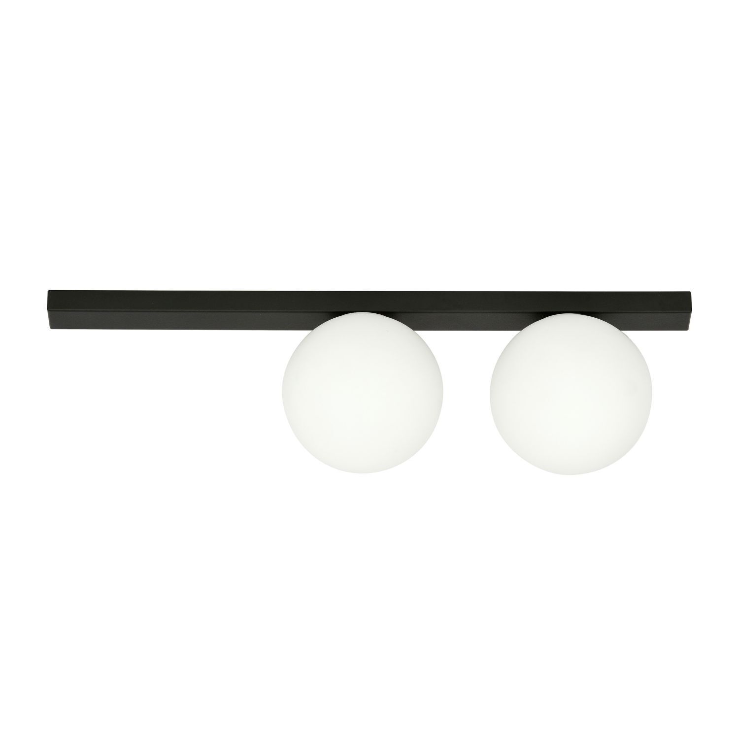 Plafonnier verre métal L : 60 cm noir blanc 2x E14