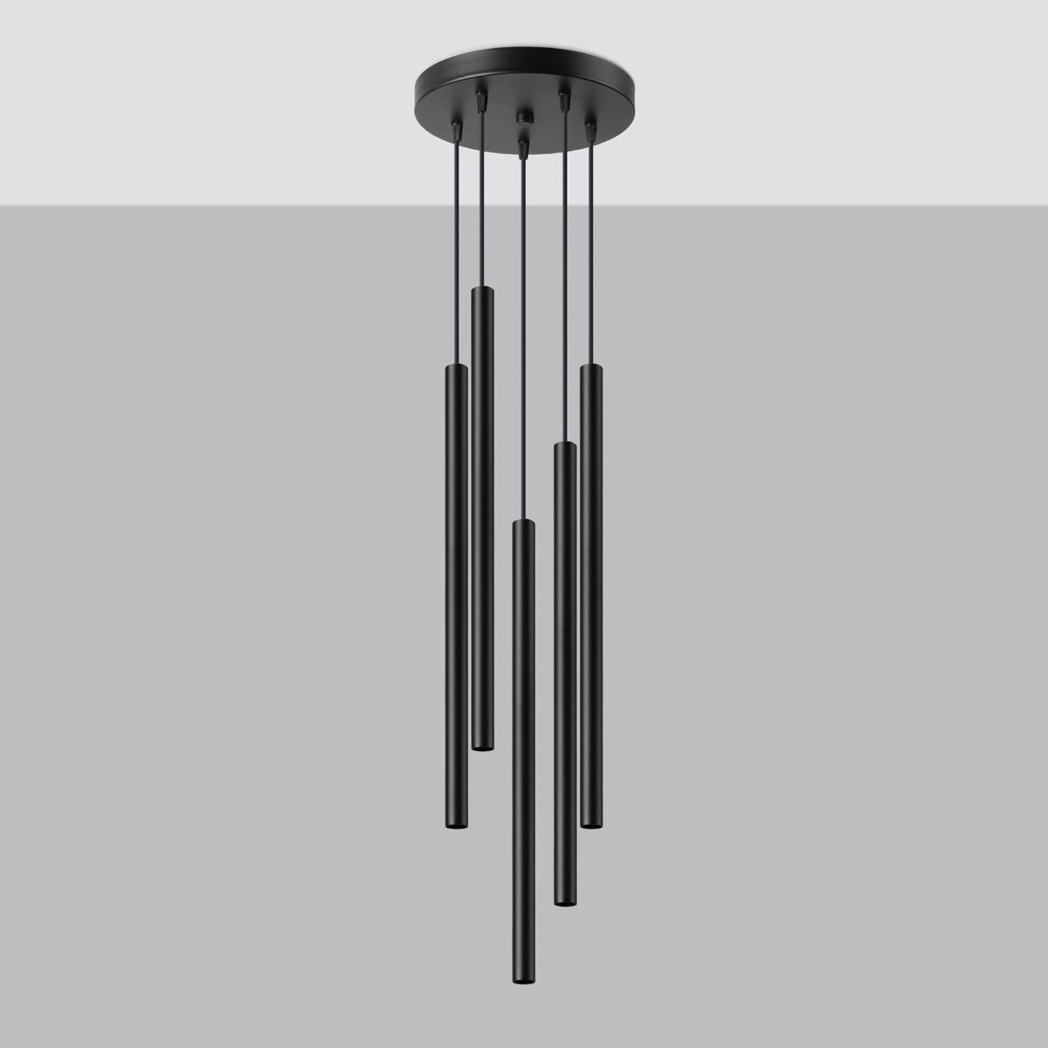 Runde Hängelampe Schwarz Stahl G9 L:25 cm akzentuiert pendant light, hängende Leuchte, schwarz, mehrfach Pendel, ohne Schirm