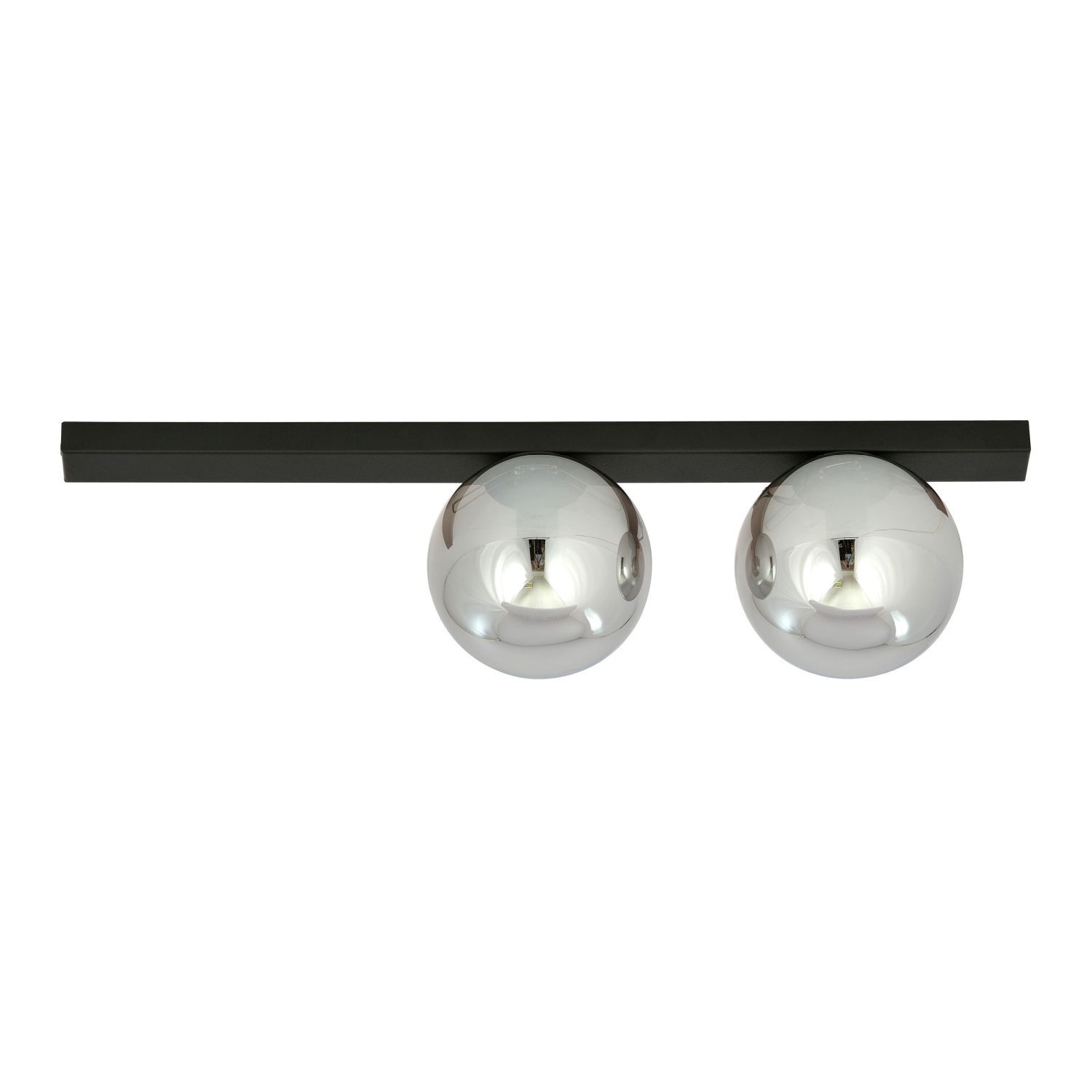 Plafonnier verre fumé métal L : 60 cm E14 2 flammes