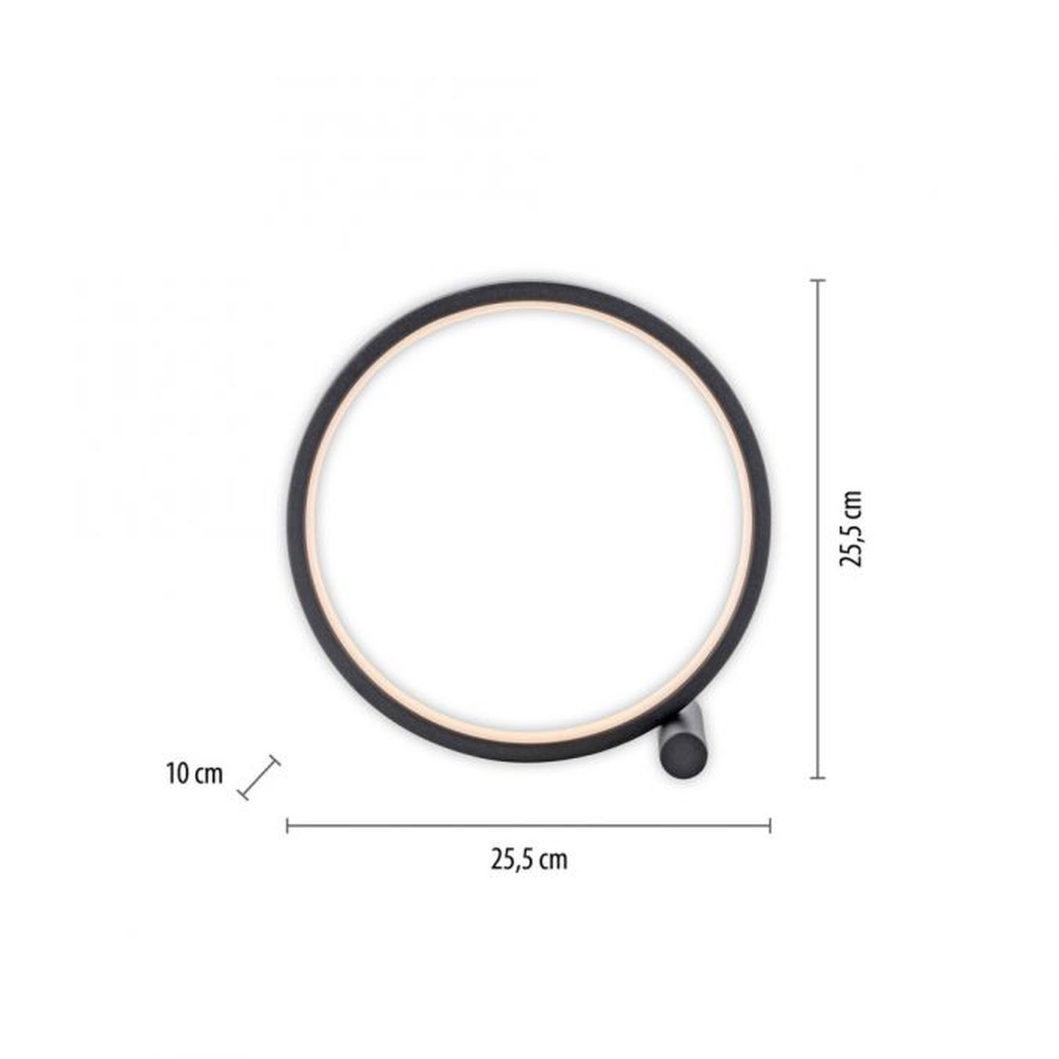 LED Lampe de table noir anneau métallique H:25,5 cm 1290 lm