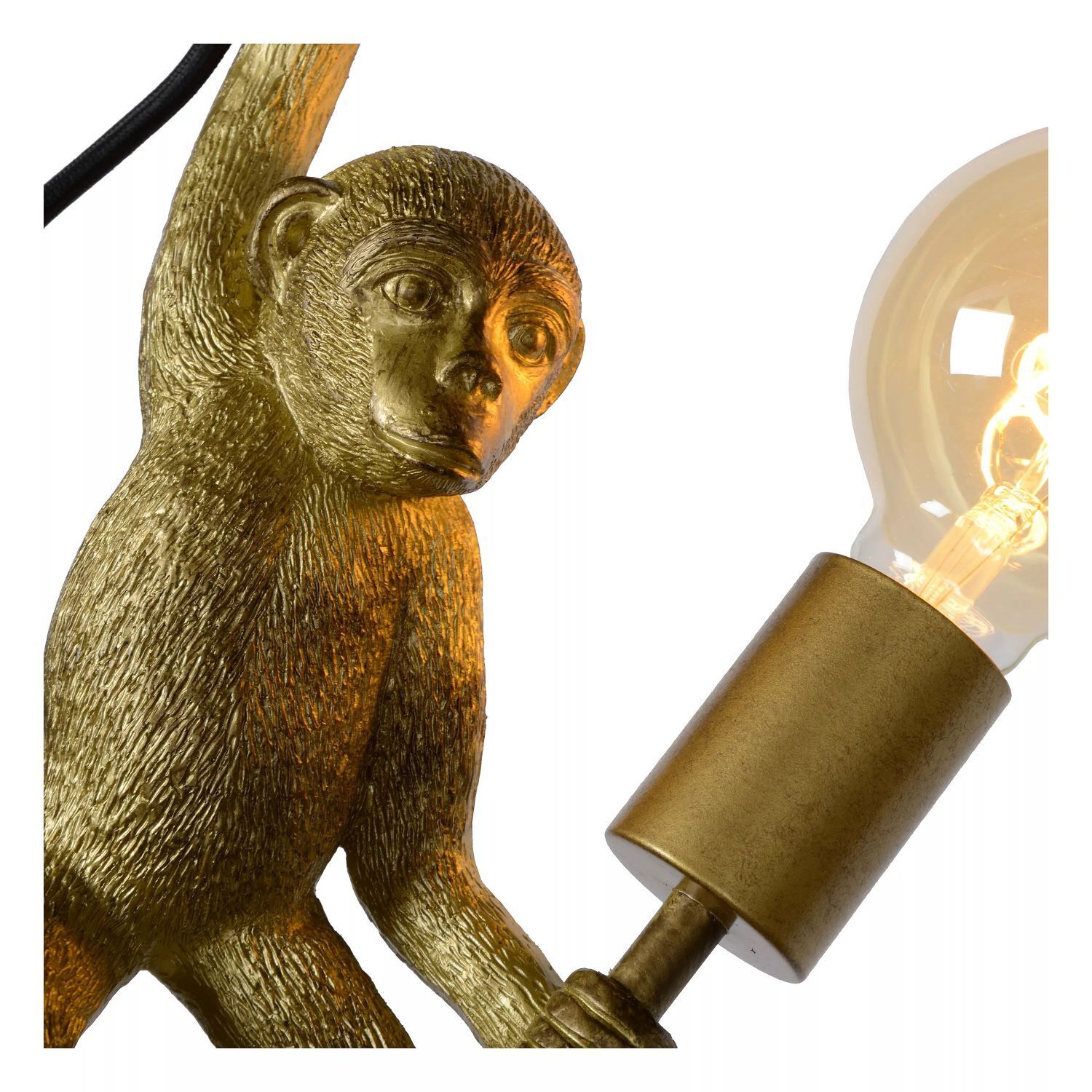 Wandleuchte Schwarz Gold Affe T:17,6 cm E27 Modern Licht, Tier, Säugetier, Affe, Wildtiere