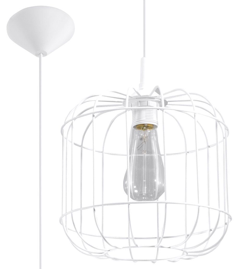 Suspension Blanc Métal Fil Ø 23 cm Rétro E27