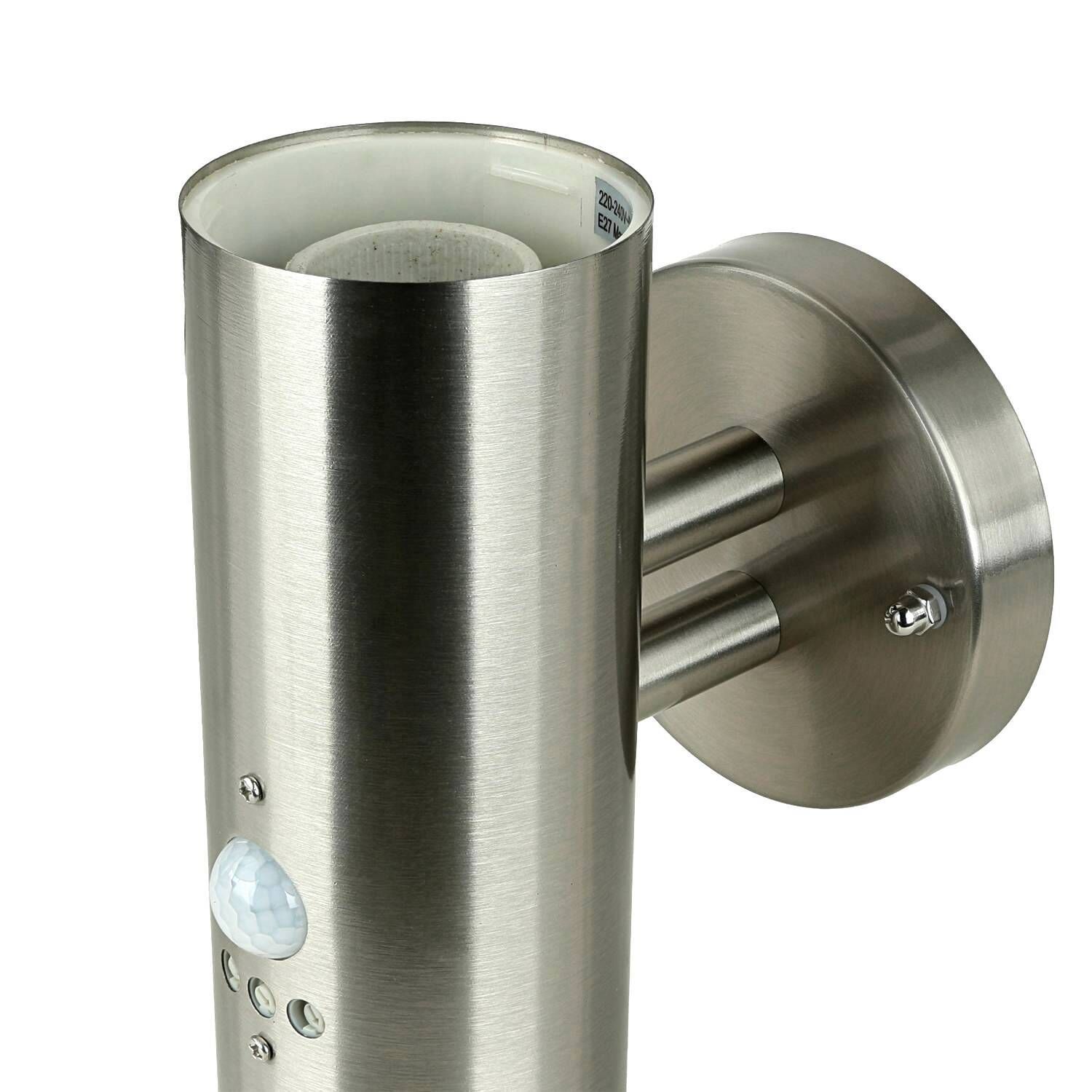 Außenleuchte mit Bewegungsmelder GU10 IP54 Edelstahl Stahl, Zylinder