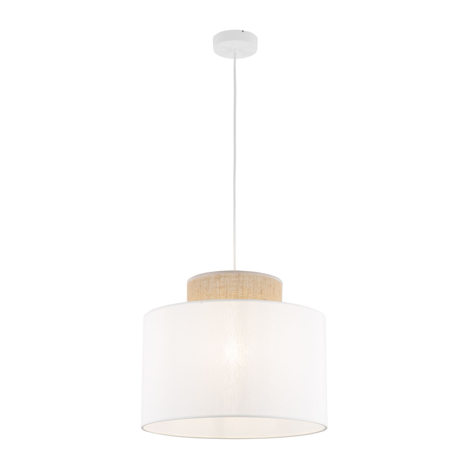 Suspension Tissu Jute E27 Ø 38 cm H : max. 1,7 m Blanc Naturel Lampe, Kronleuchter