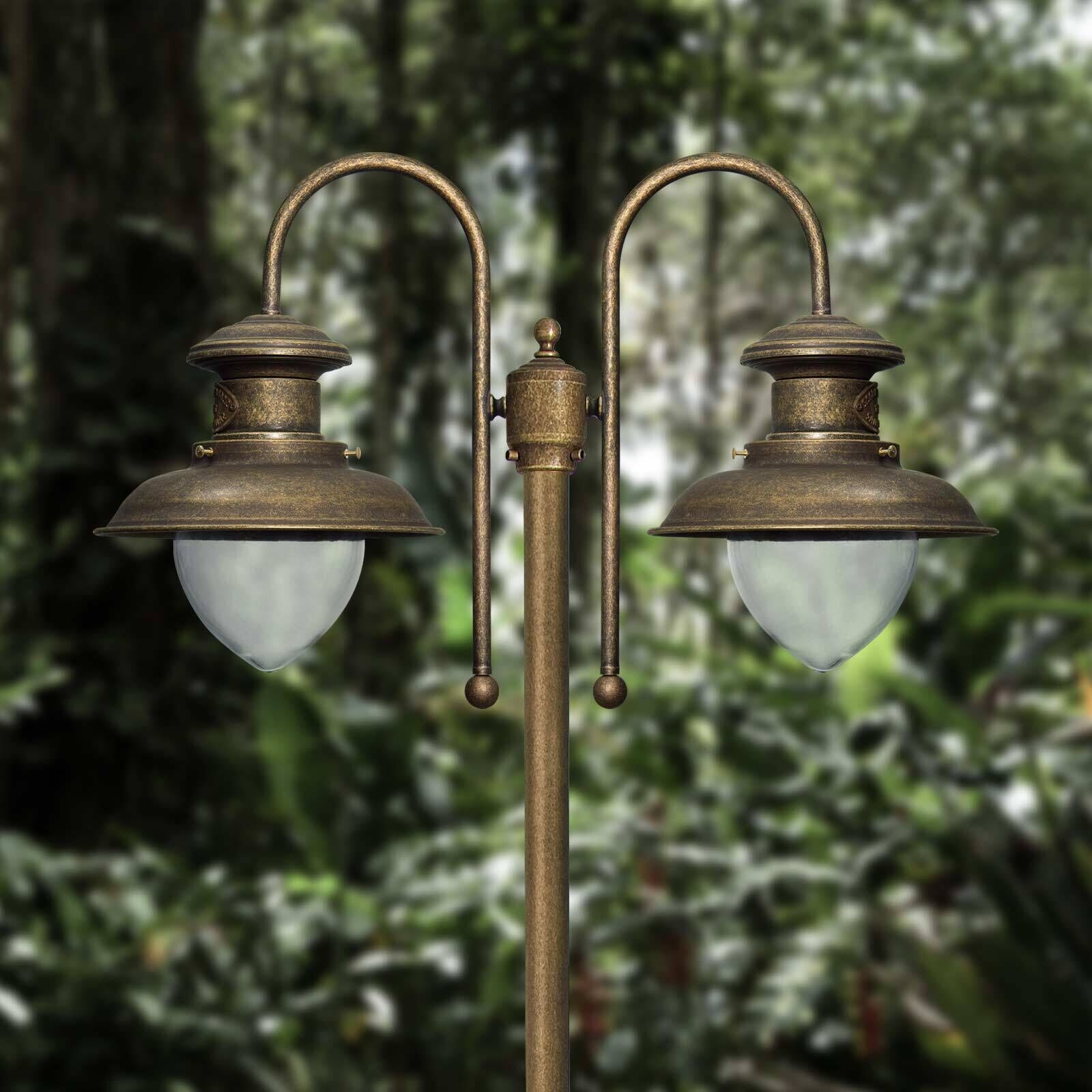 Lampe d'extérieur à 2 flammes 210 cm E27 IP44 laiton Maritim