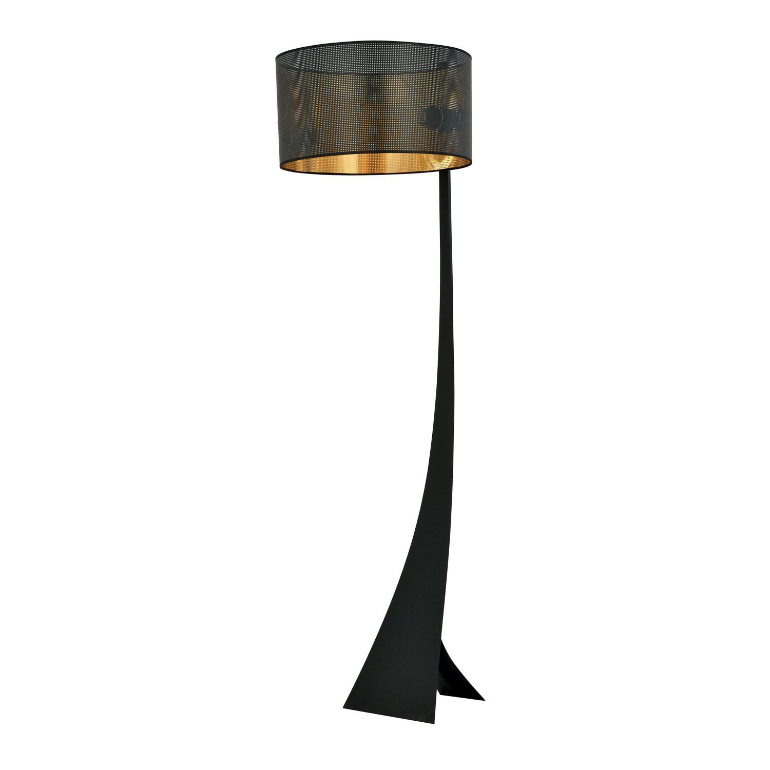 Lampadaire Tissu Métal 157 cm Moderne en noir or E27