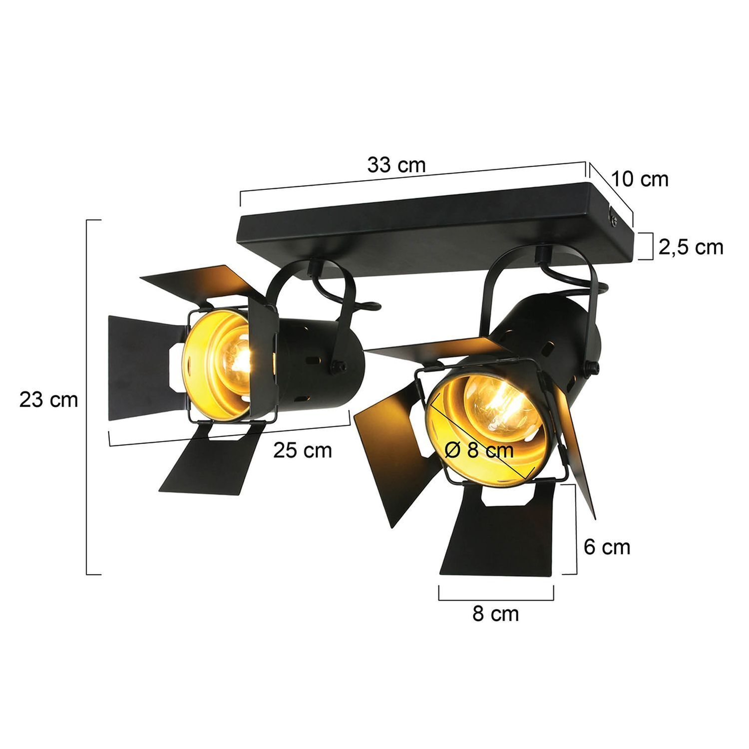 Spot de plafond industriel métal L:58 cm E27 flexible