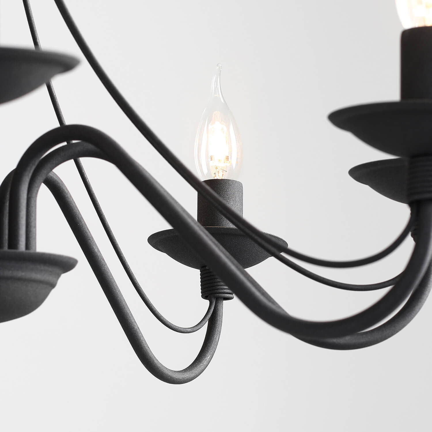 Lustre Métal Noir Rustique E14 Salle à manger Leuchter, Lampe