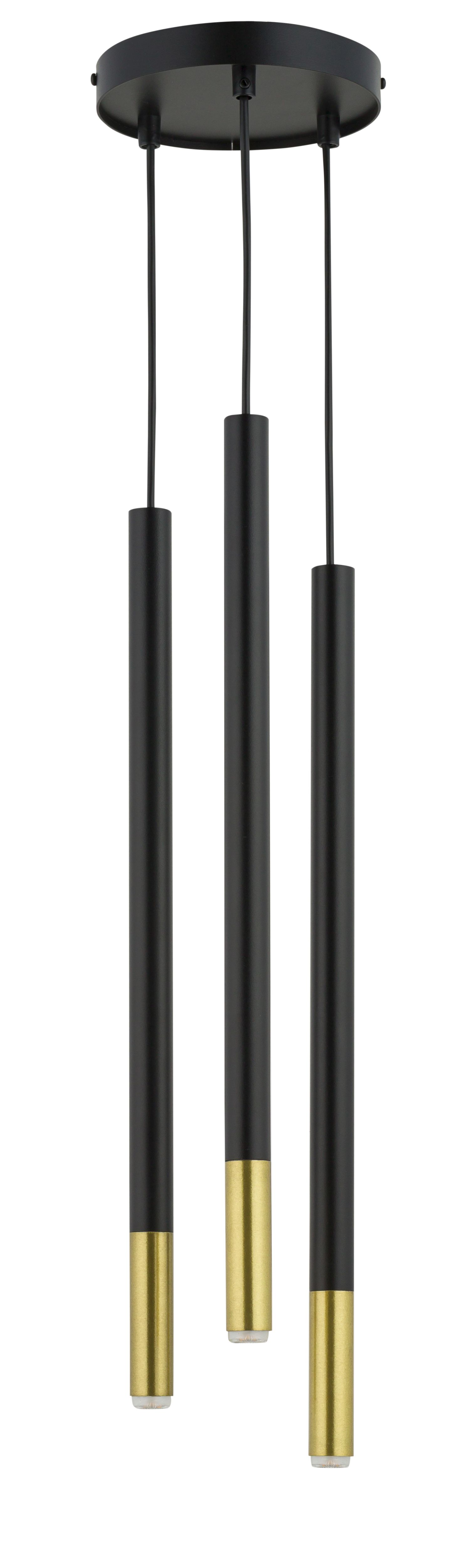Suspension laiton noir or G9 16 cm 3 flammes