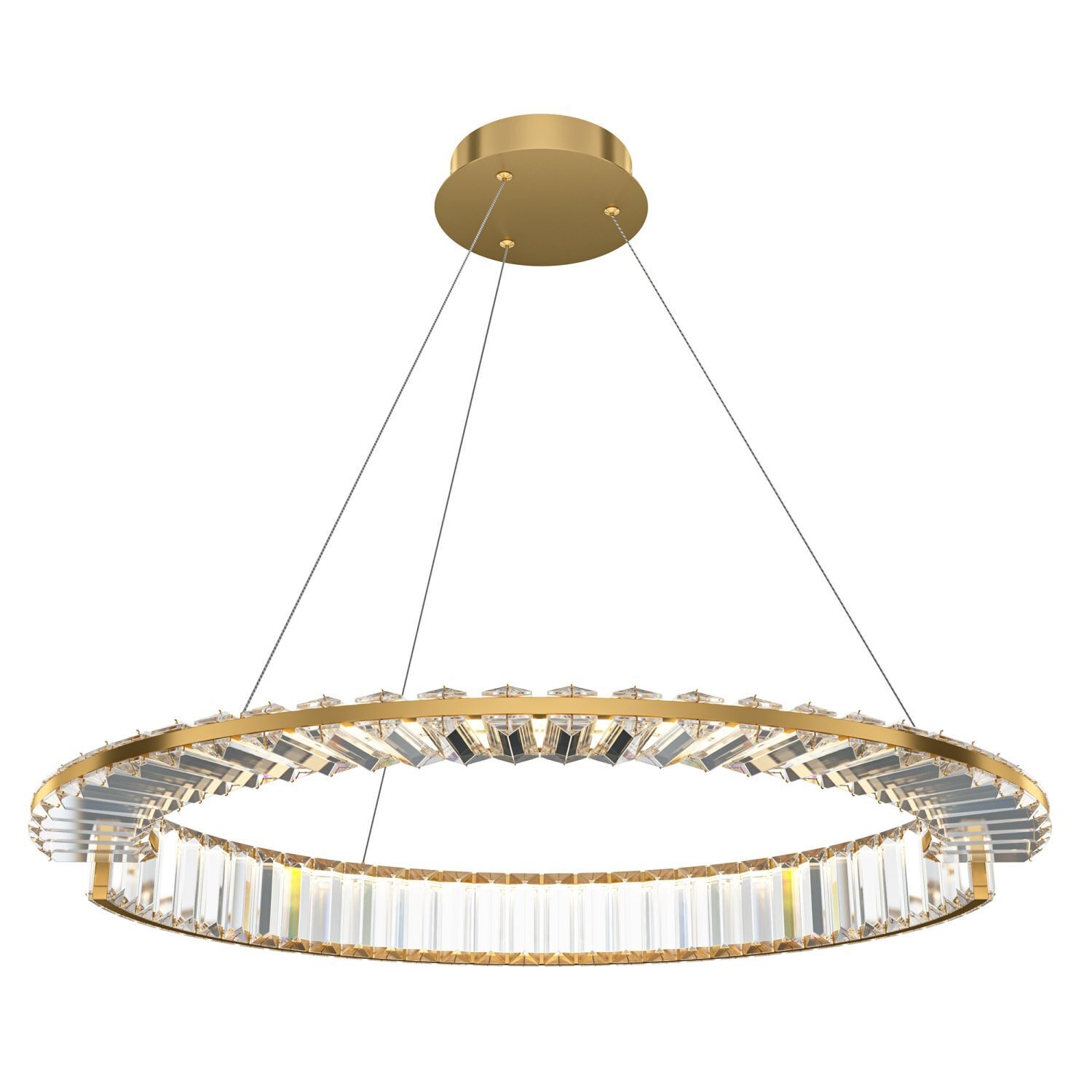 Lustre LED cristal métal rond D : 62 cm en or