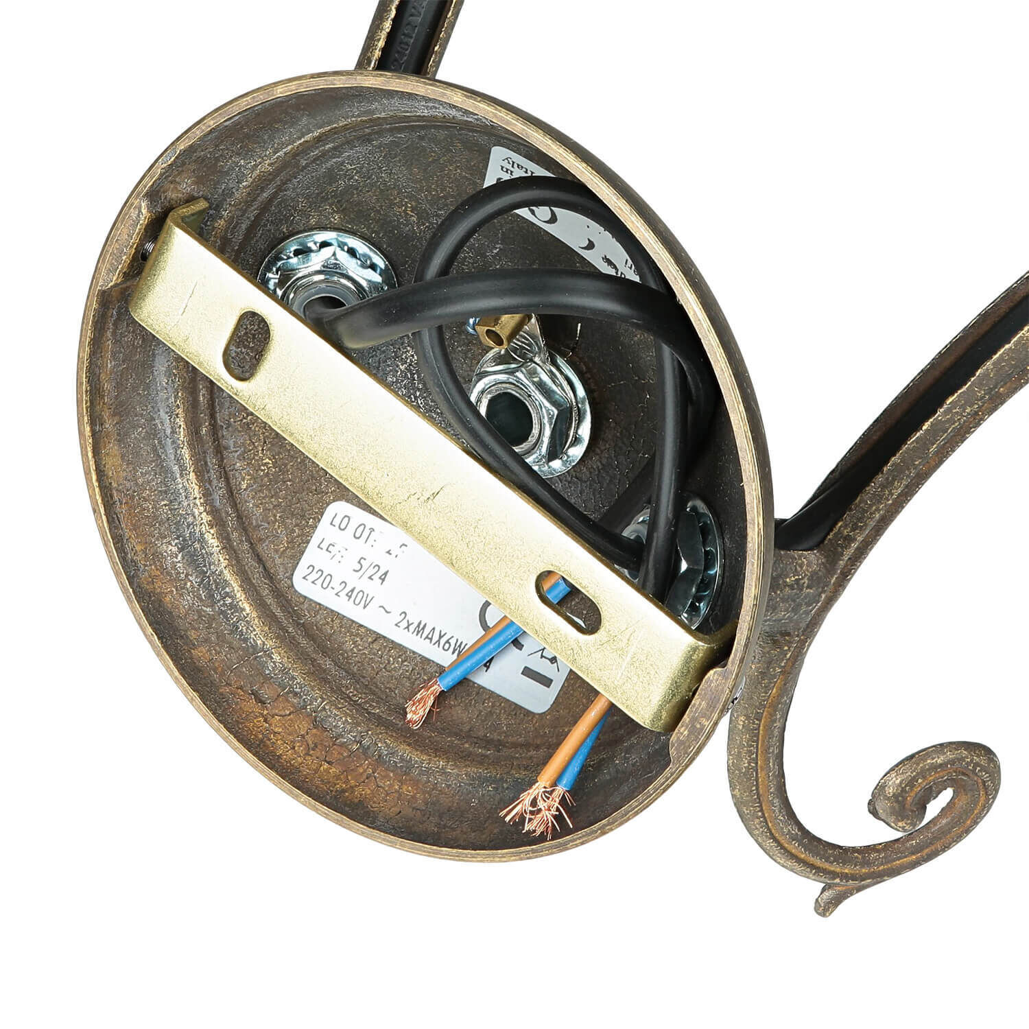 Wandleuchte Weiß Glasschirm Echt-Messing Ricciolo Wandleuchte Weiß Glasschirm Echt-Messing Ricciolo