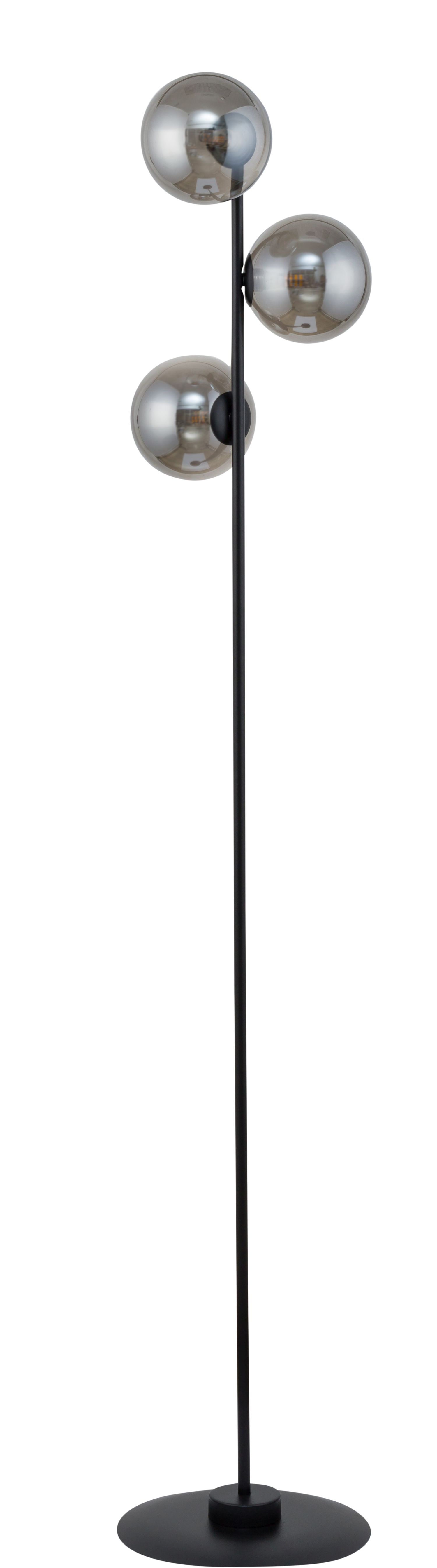 Lampadaire 3 flammes noir verre gris H:161 cm Moderne