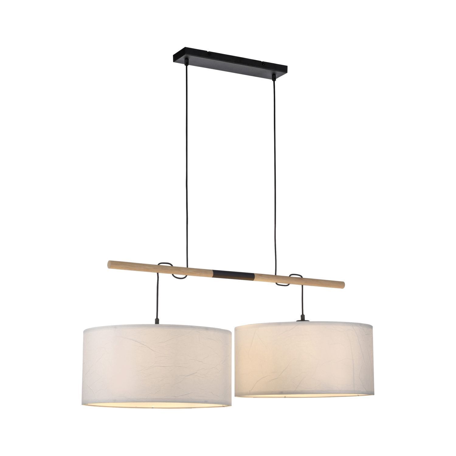 Suspension ronde papier bois E27 107 cm confortable Lampe, Leuchte, Kronleuchter