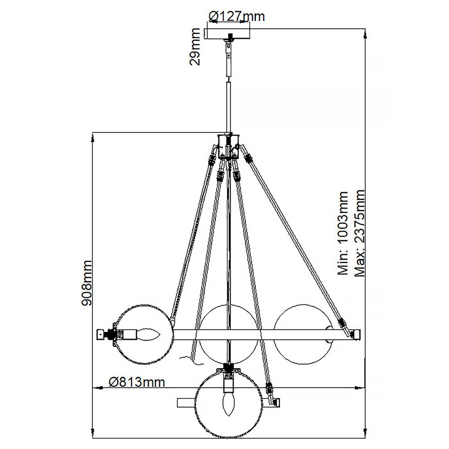 Suspension Abat-jour sphérique Verre fumé D : 81,3 cm E14 Moderne