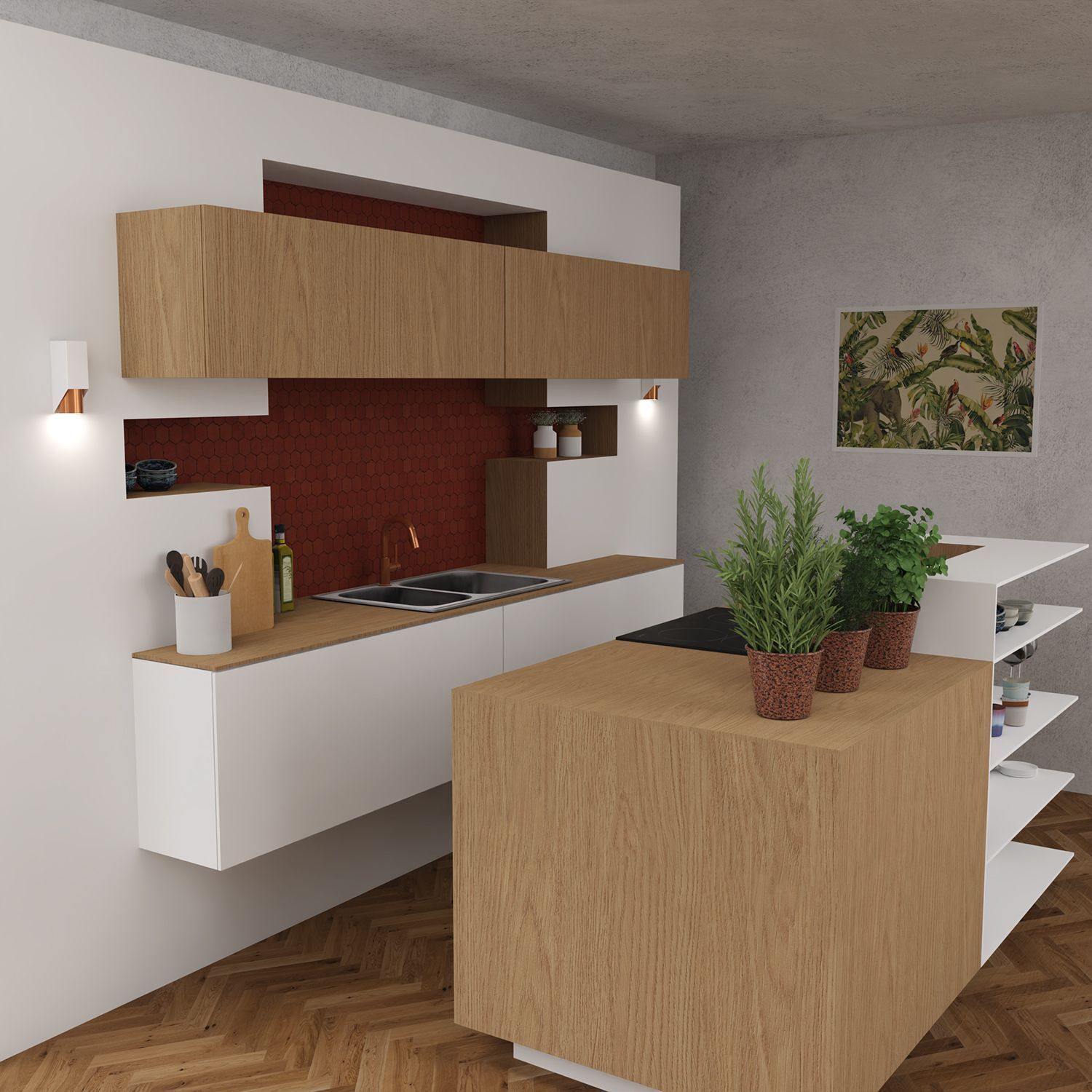 Applique Métal Blanc Cuivre L:6 cm élégamment accentué