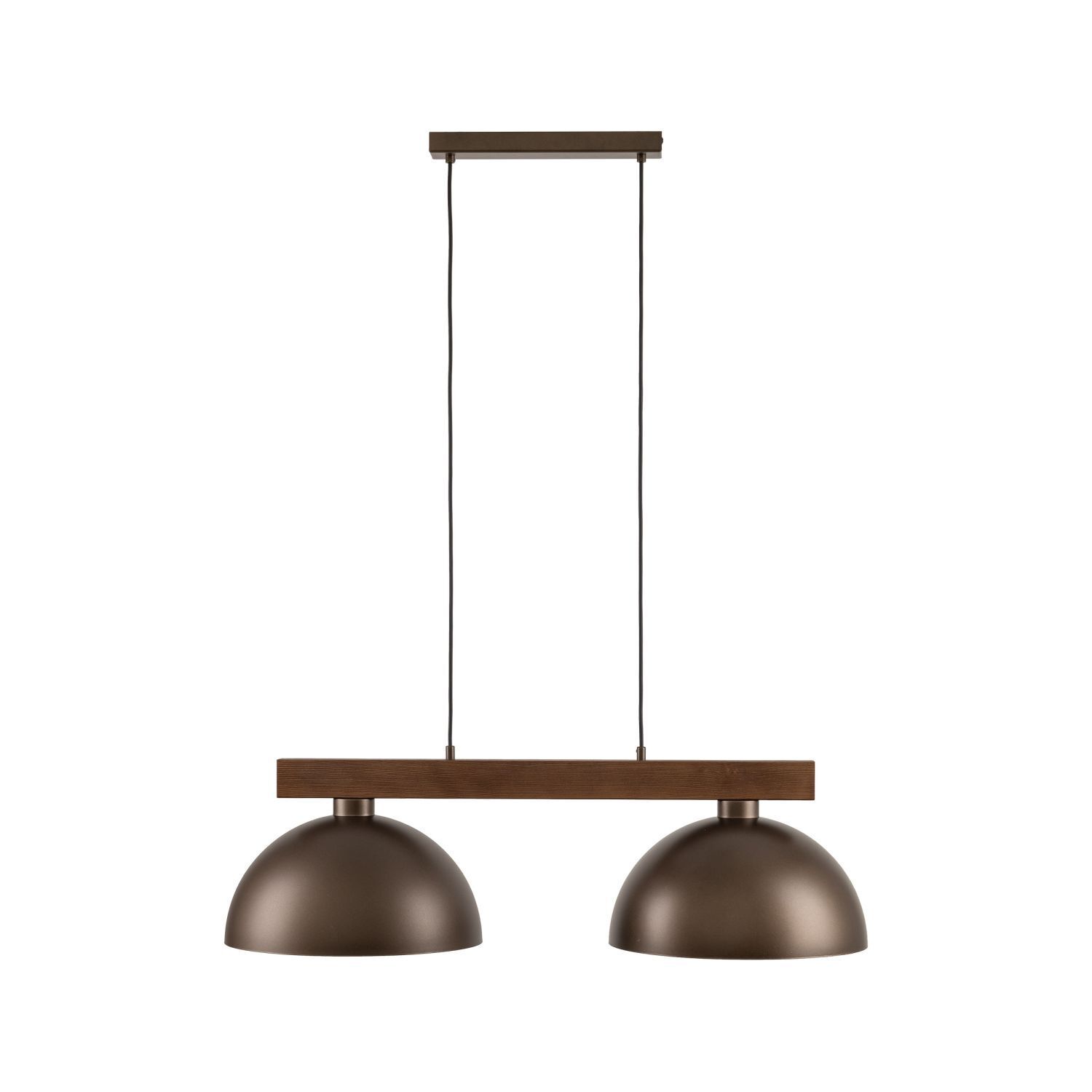 Suspension Marron Métal Bois L : 83 E27 2 flammes