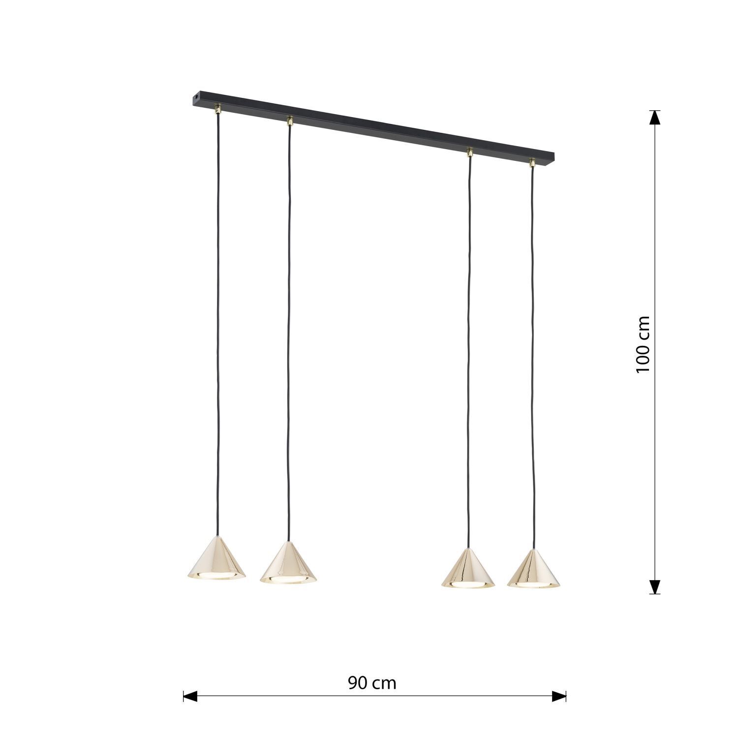 Suspension noir or L : 90 cm H : max. 100 cm réglable