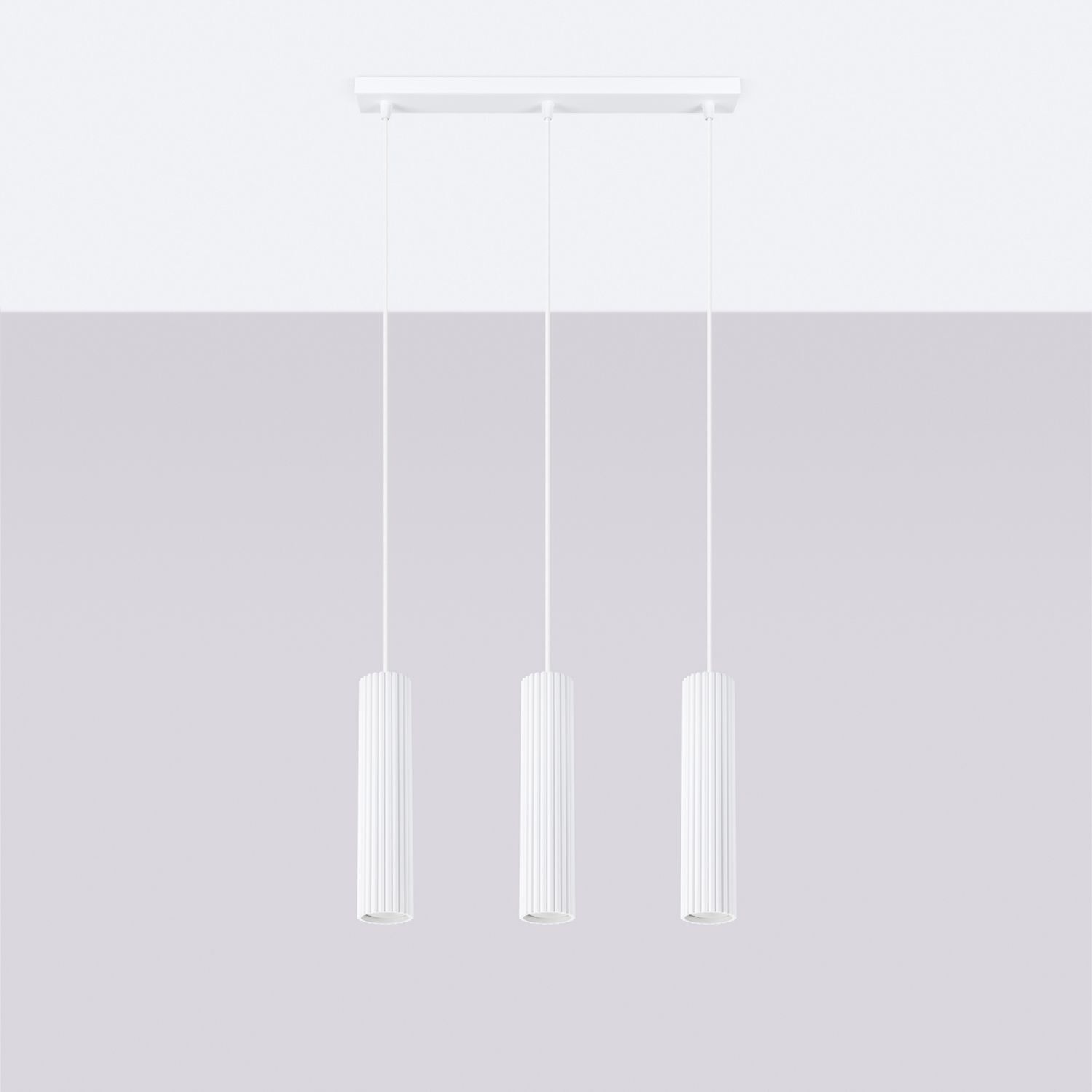 Lampe à suspendre 3 flammes GU10 L : 45 cm étroit Blanc Moderne