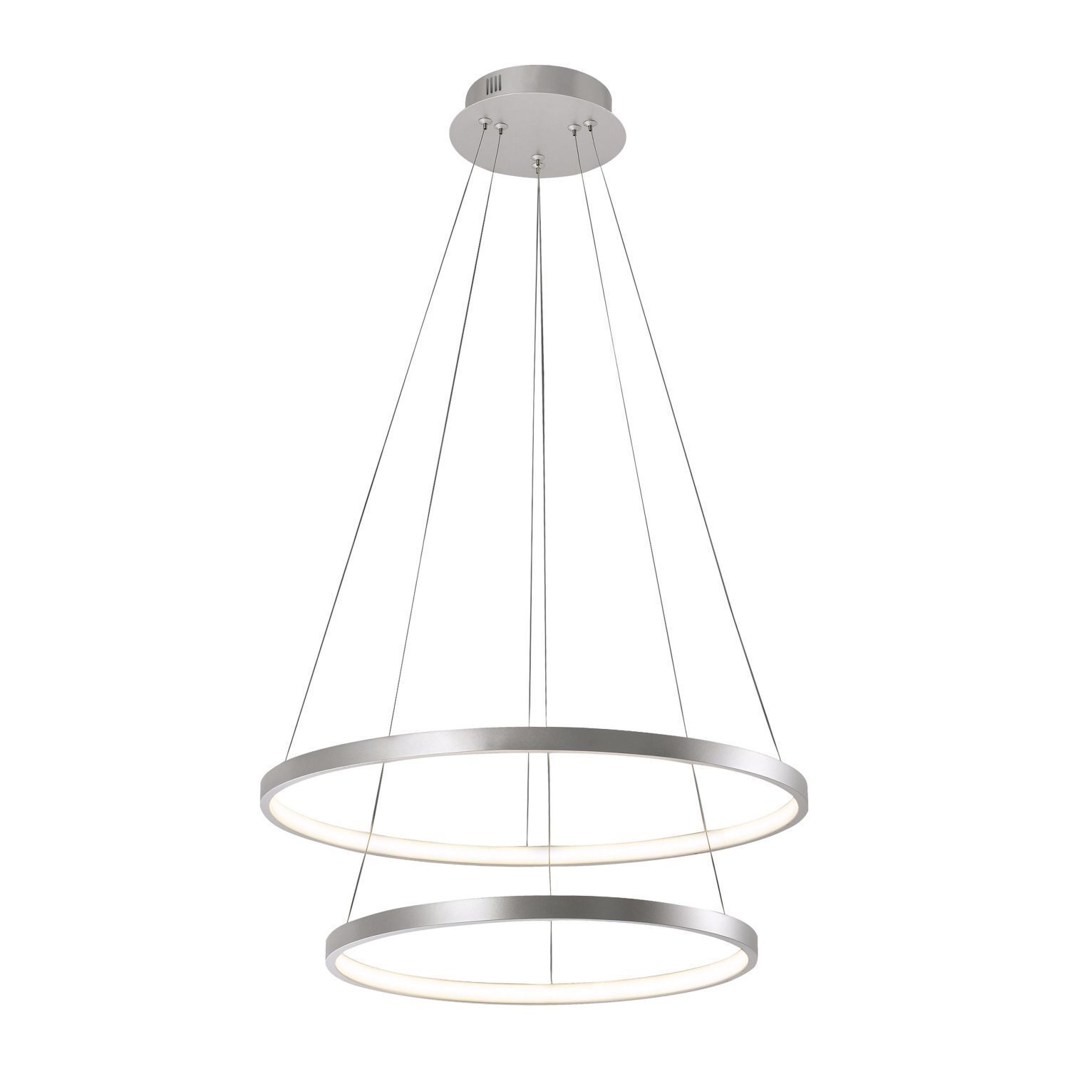 Suspension LED anneaux en métal argenté Ø50 cm 2990 lm